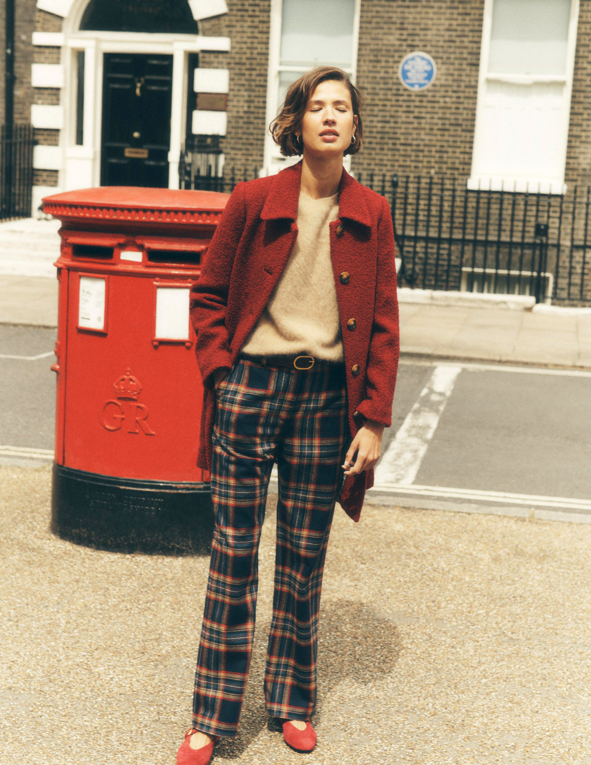 Fitzrovia Wool Blend Trousers-Navy and Camel Check-1