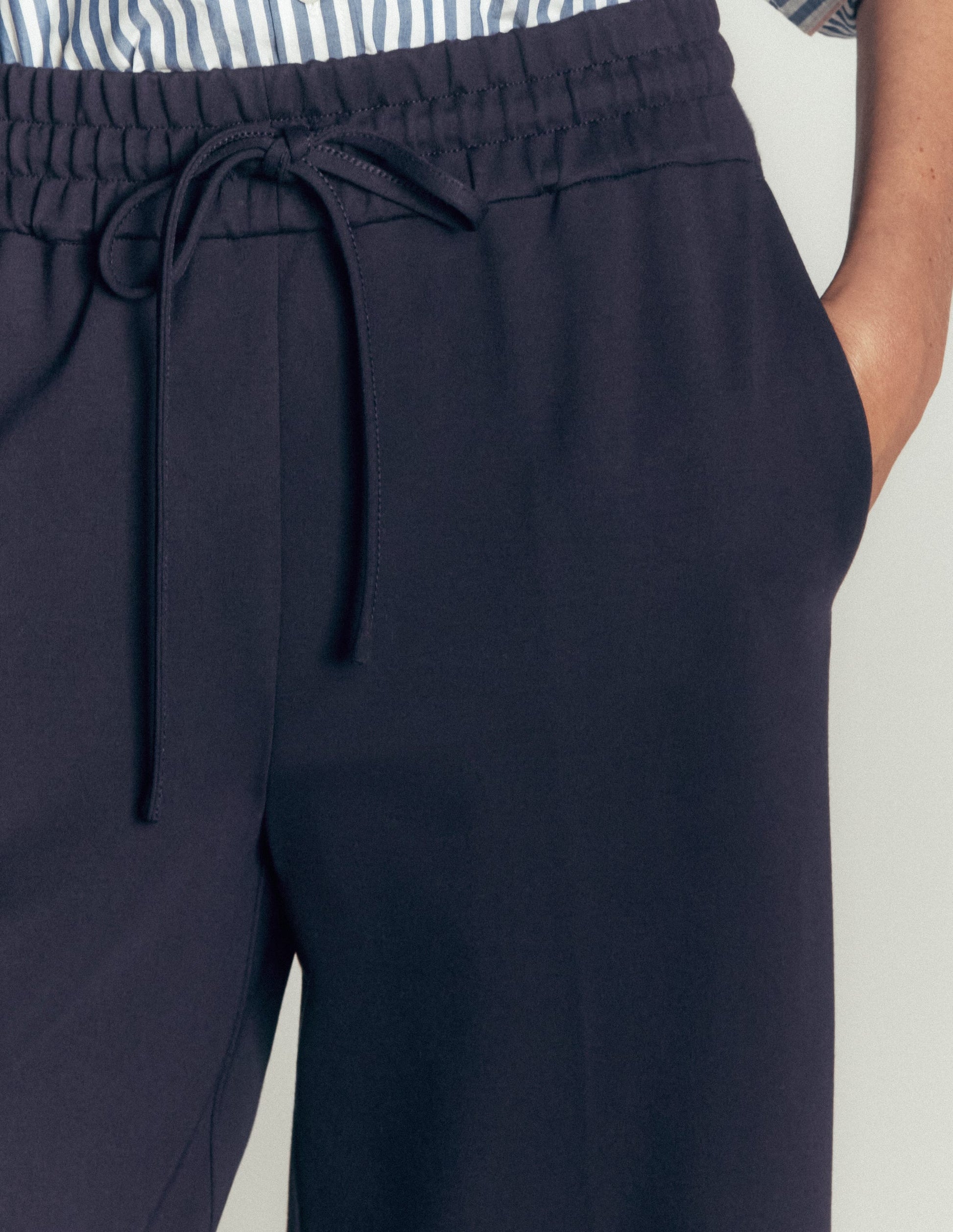 Greenwich Ponte-Hose mit Kordelzug-Marineblau-2