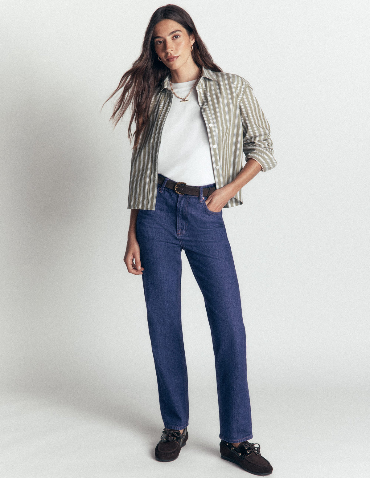 Jeans mit hohem Bund und geradem Bein-Indigo Waschung - Image 1