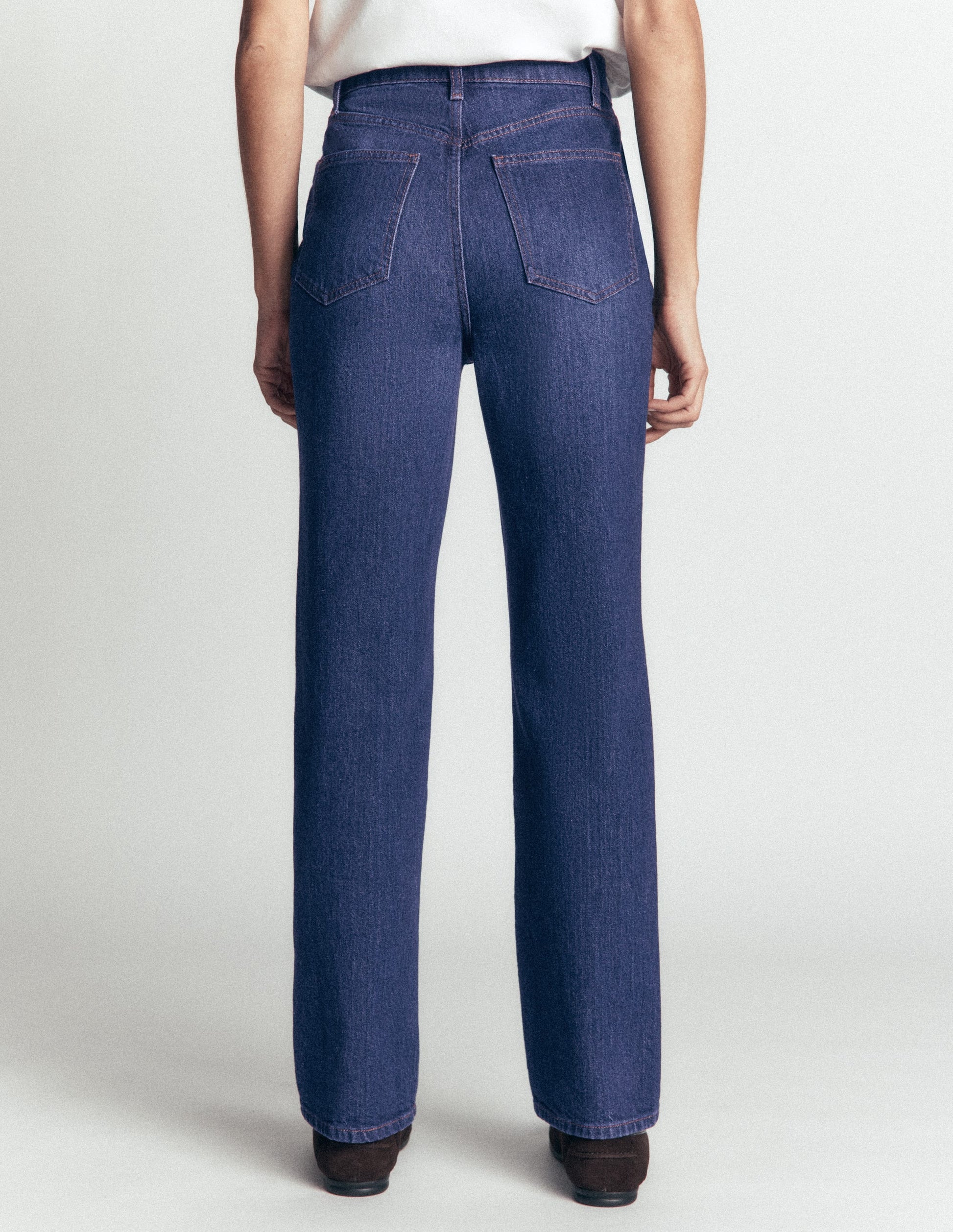 Jeans mit hohem Bund und geradem Bein-Indigo Waschung-3