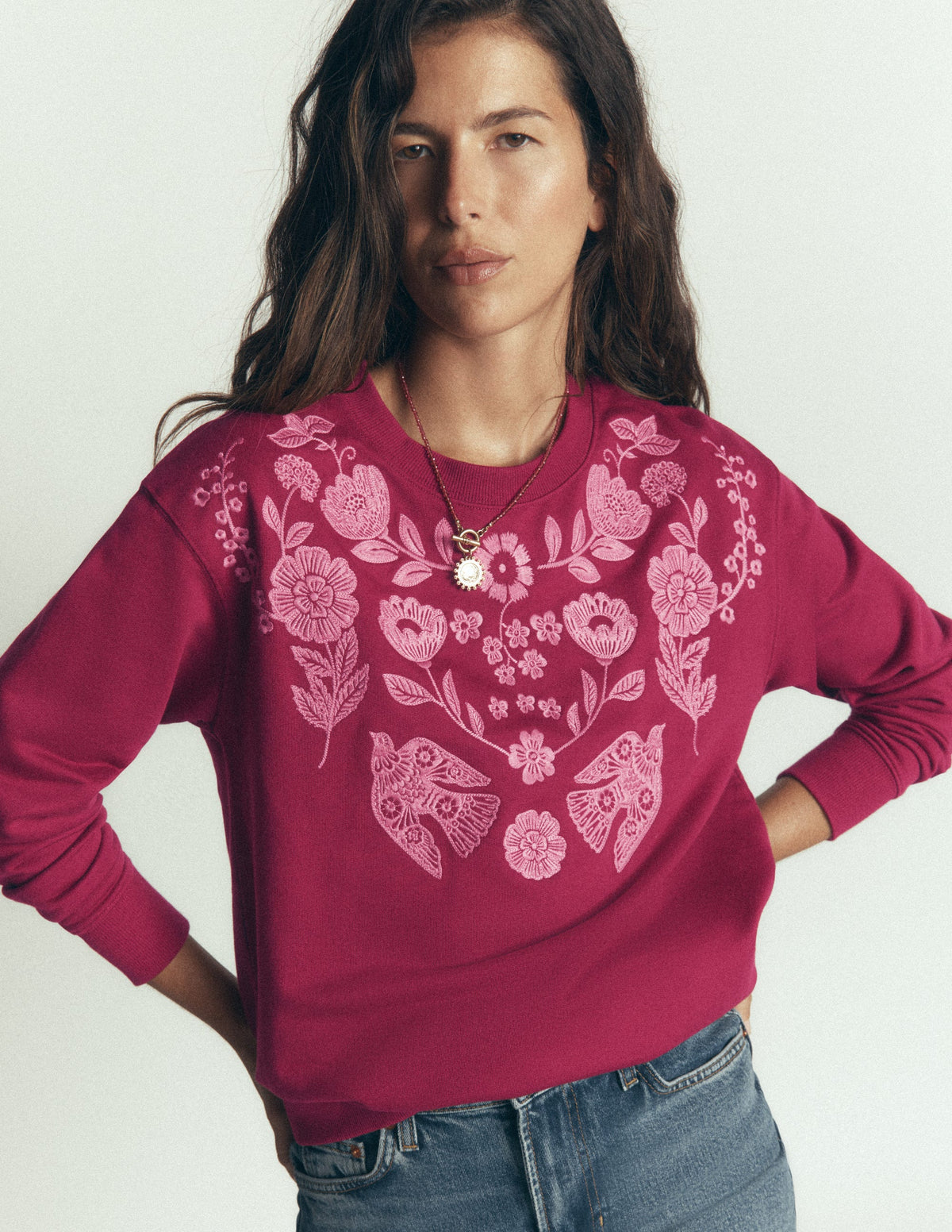 Emi Sweatshirt mit Stickerei-Rhododendron Stickerei - Image 4
