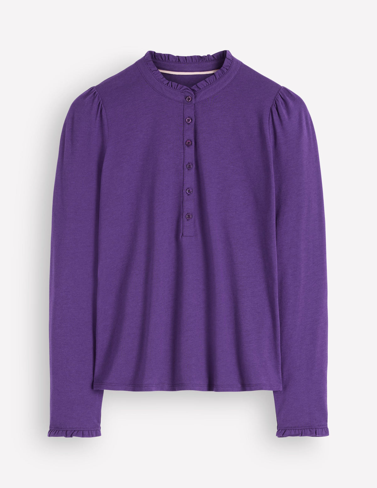 Superweiches Henley-Oberteil mit Rüschen-Calla-Lilie Violett - Image 5