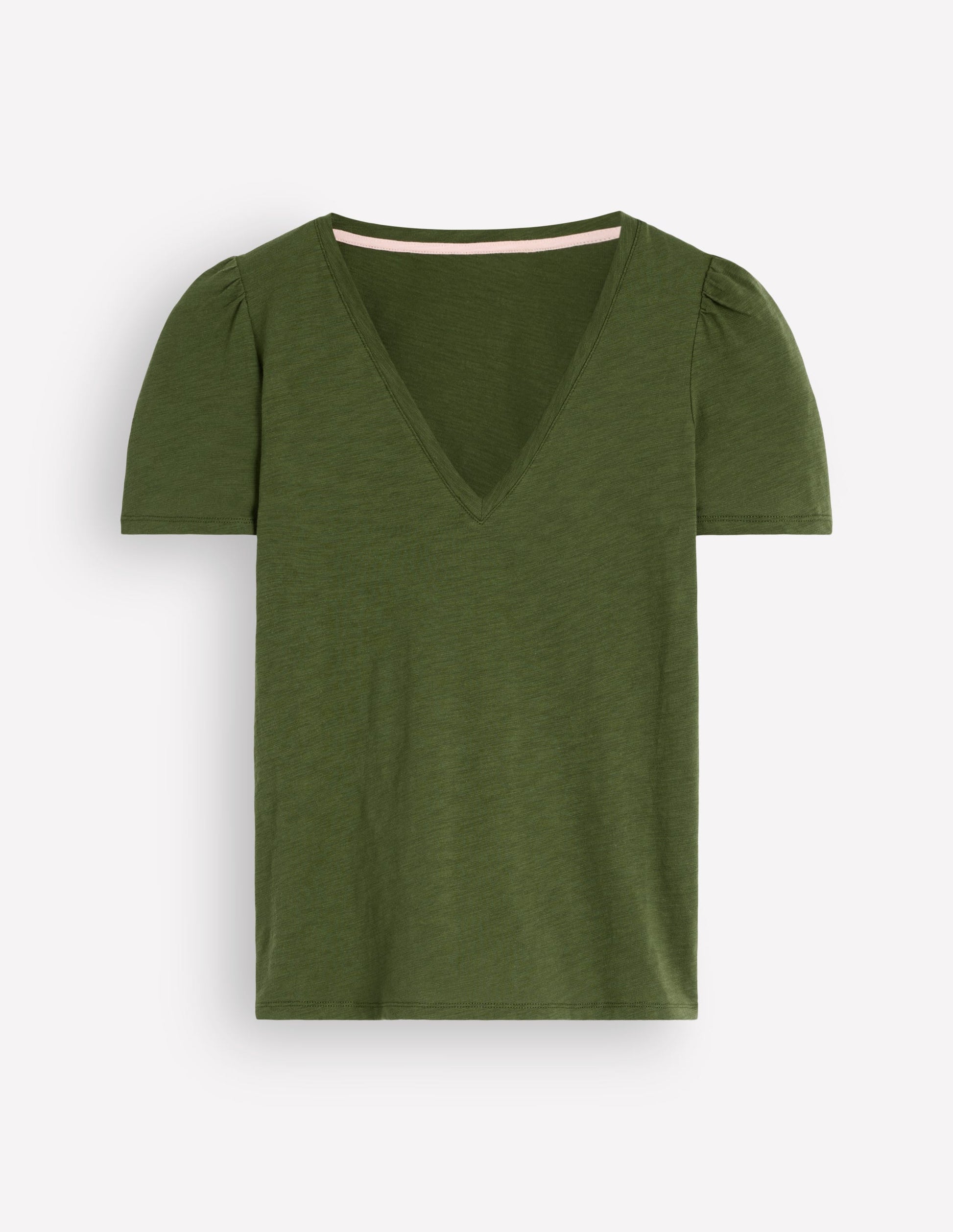 Sophie Flammgarn-T-Shirt mit V-Ausschnitt-Braunschweigisches Grün-6