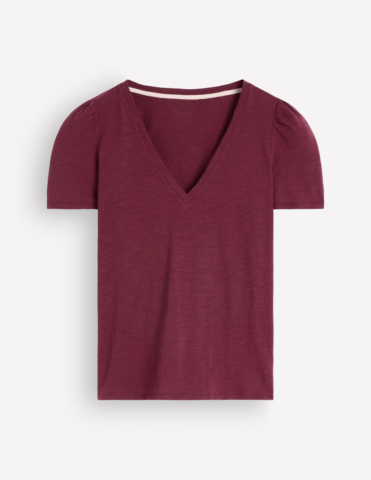 Sophie Flammgarn-T-Shirt mit V-Ausschnitt-Dunkelviolett-5