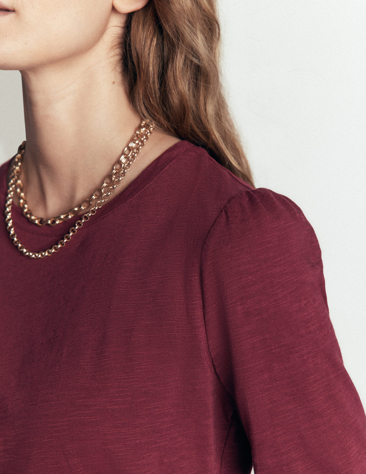 Cotton Crew Long Sleeve Top-Maroon Banner - Image 2