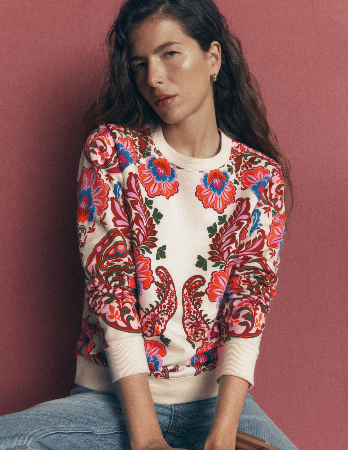Rosa Bedrucktes Sweatshirt-Boho-Traum - Image 1