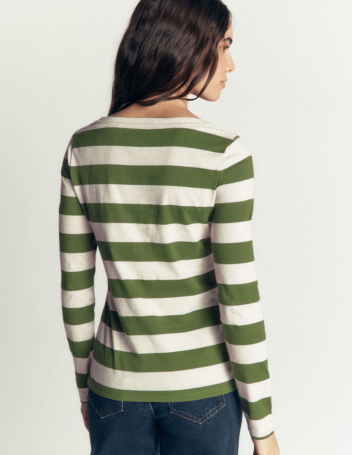 Olivia Long Sleeve Breton-Chive, Oatmeal Melange Stripe-3
