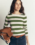 Olivia Long Sleeve Breton-Chive, Oatmeal Melange Stripe