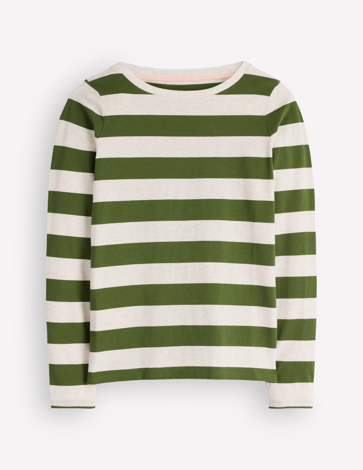 Olivia Long Sleeve Breton-Chive, Oatmeal Melange Stripe - Image 4