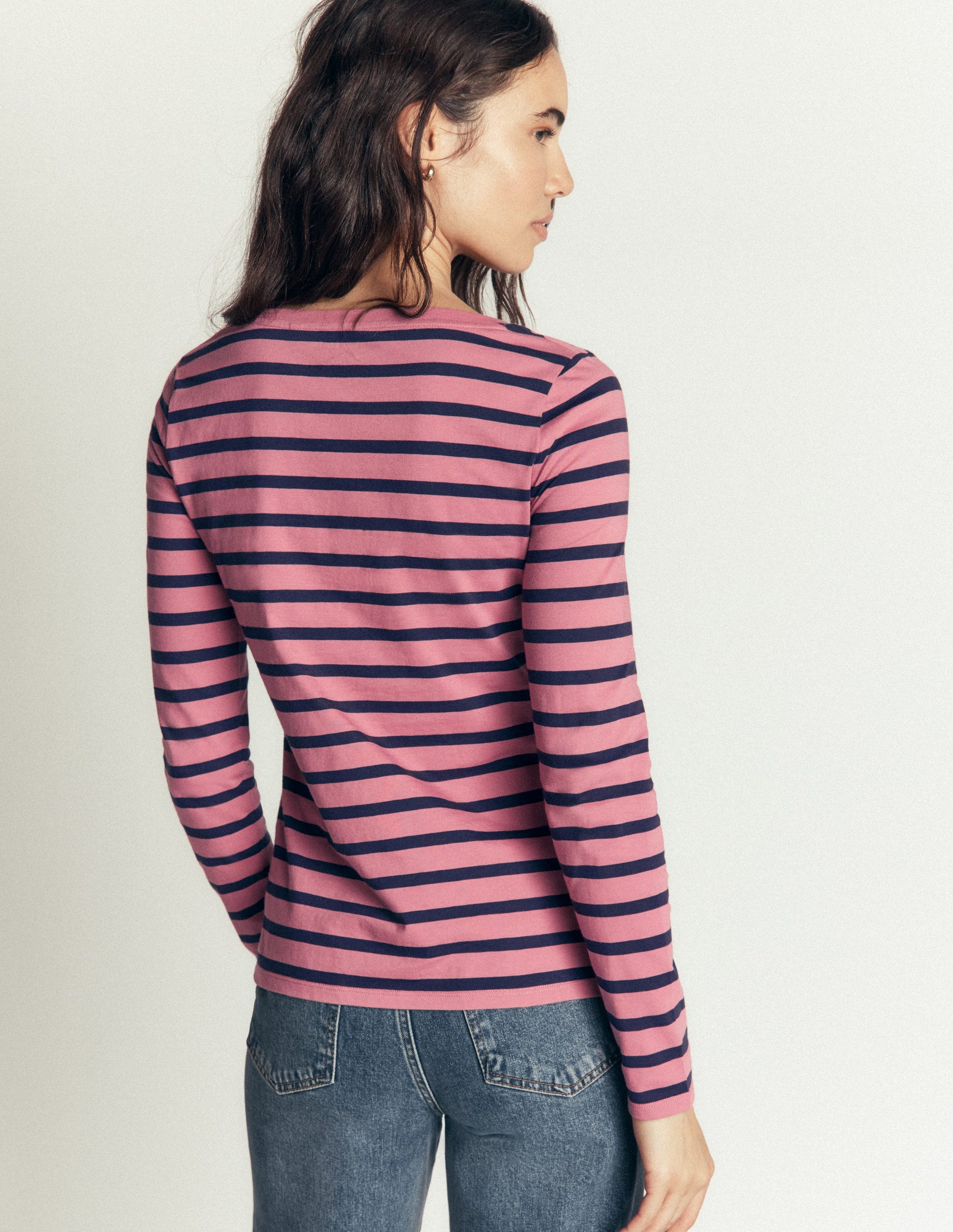 Olivia Langärmliges Bretonshirt-Heidekraut-Rosa und Marineblau Streifen-3