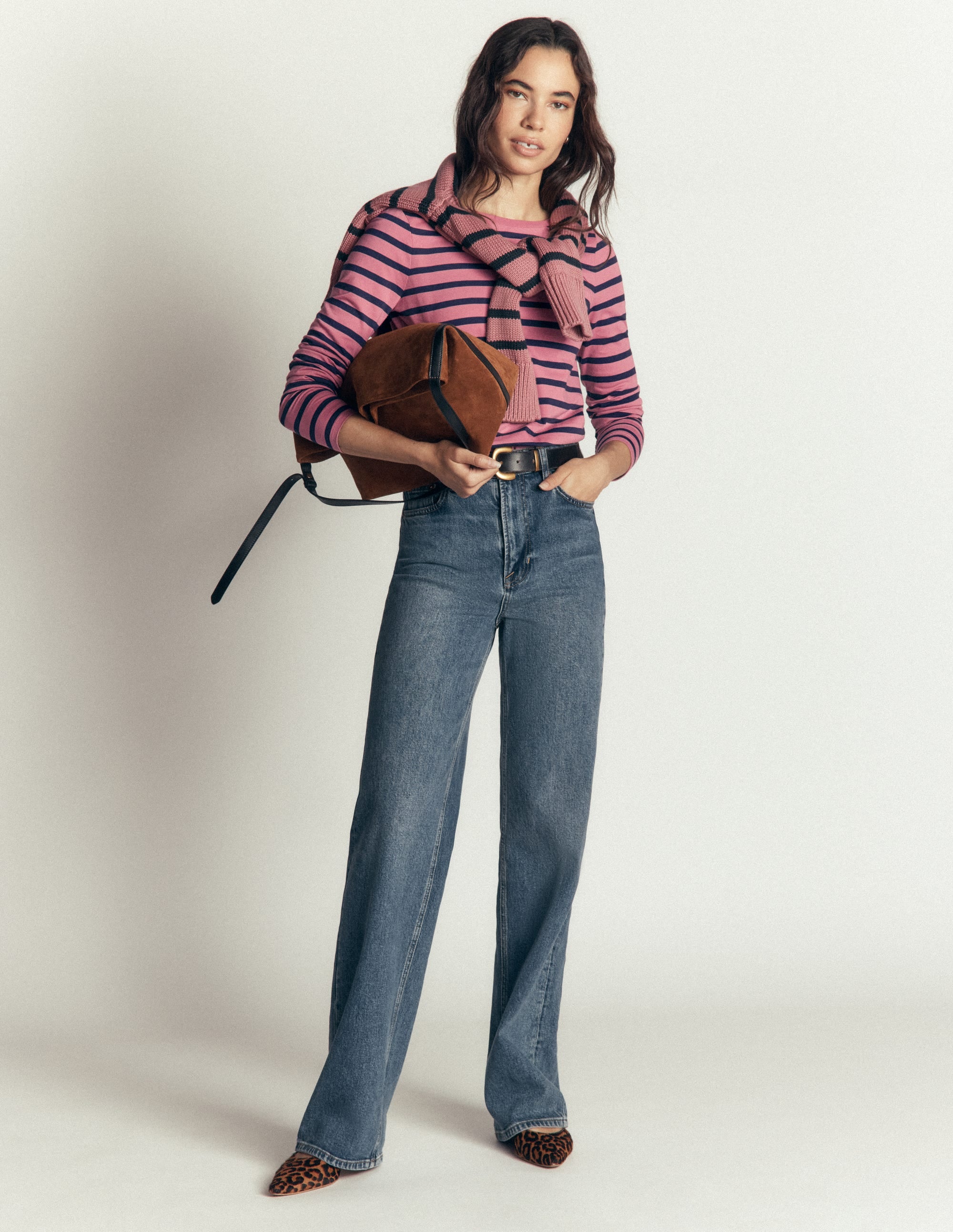 Olivia Langärmliges Bretonshirt-Heidekraut-Rosa und Marineblau Streifen - Image 4