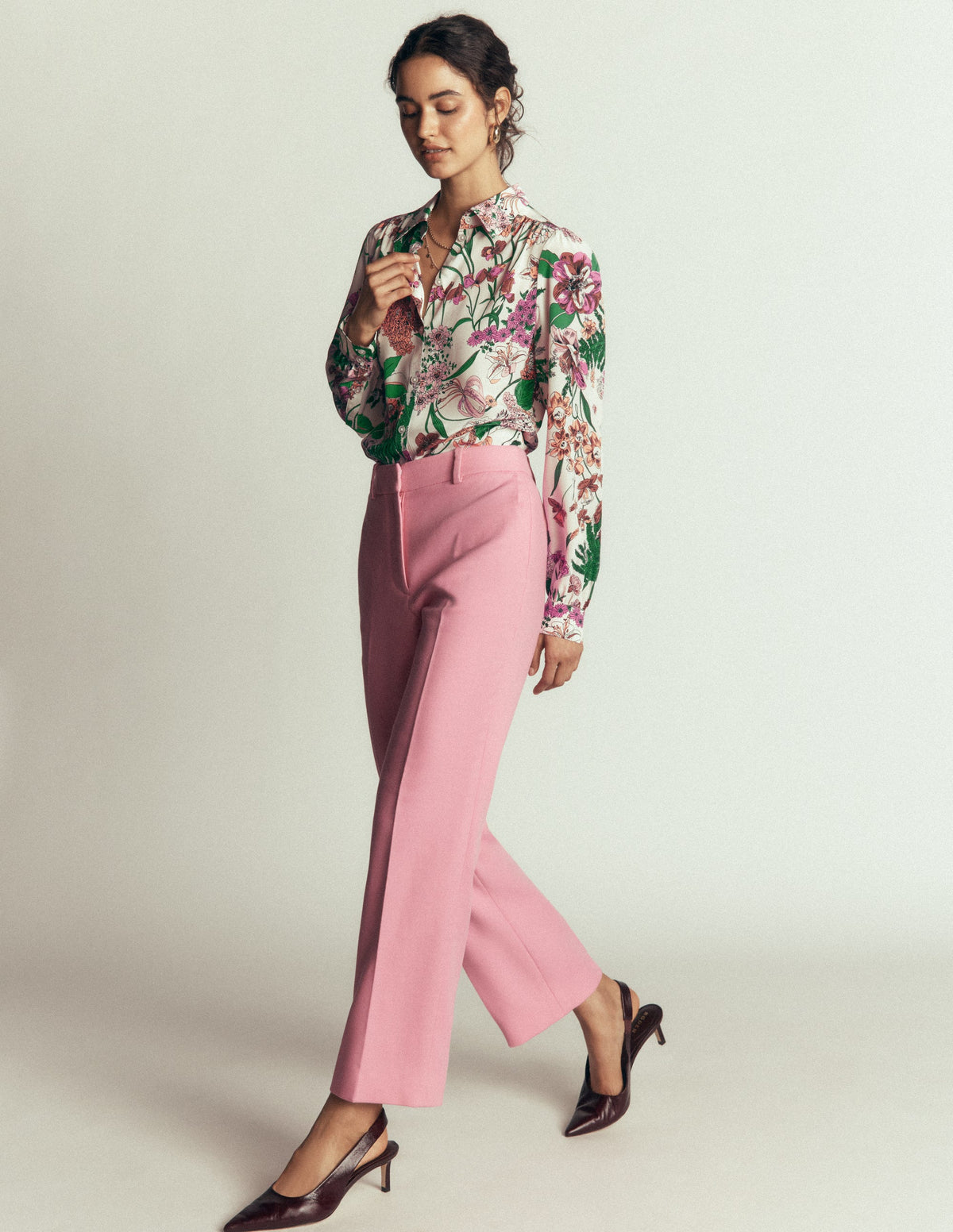 Sara Silk Shirt-Ivory, Whimsical Flora-6