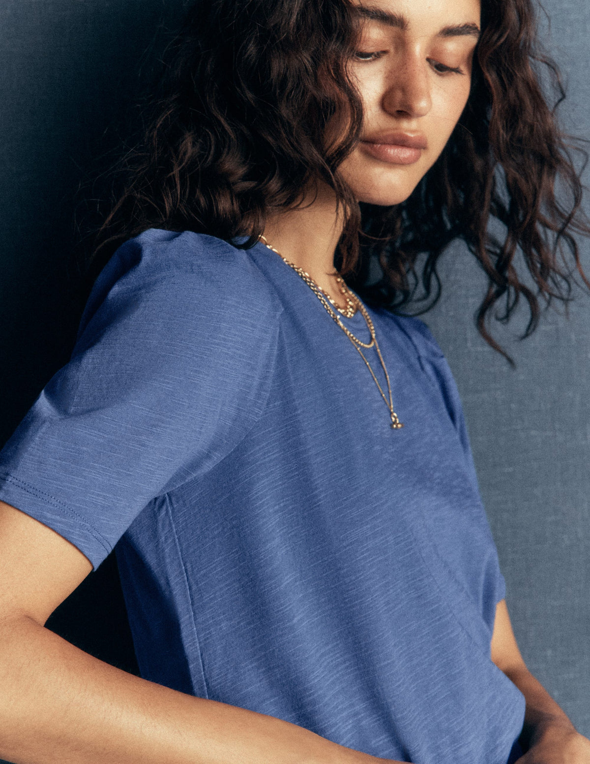 Sophie T-Shirt mit Puffärmeln-Denim-Blau - Image 2