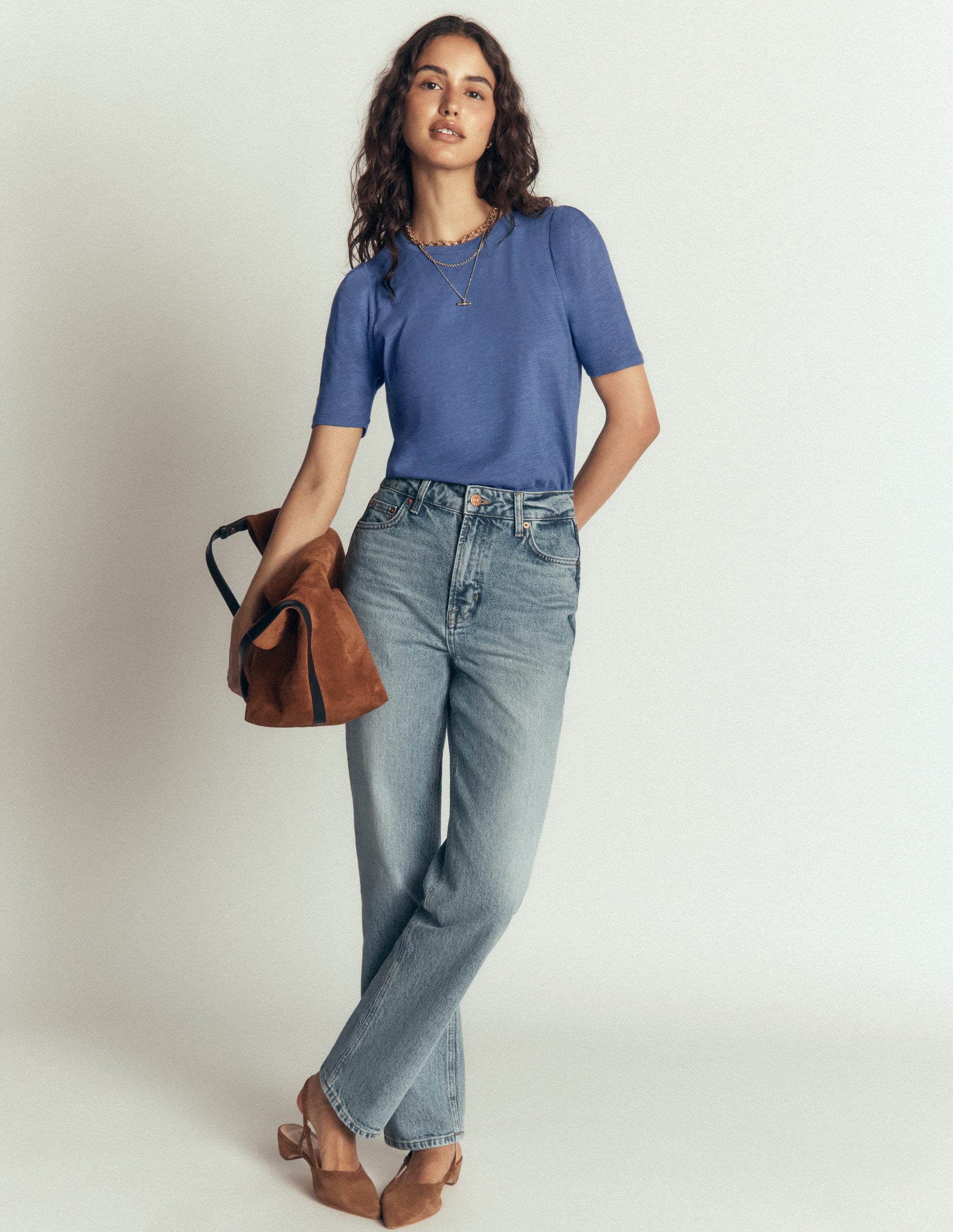Sophie T-Shirt mit Puffärmeln-Denim-Blau-4