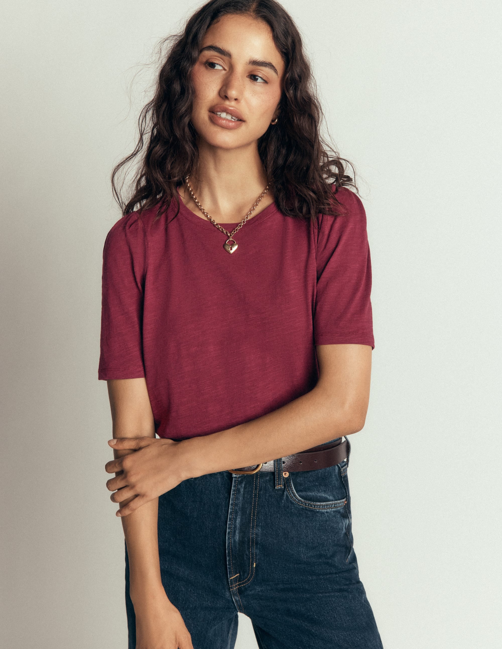 Sophie T-Shirt mit Puffärmeln-Dunkelviolett - Image 1