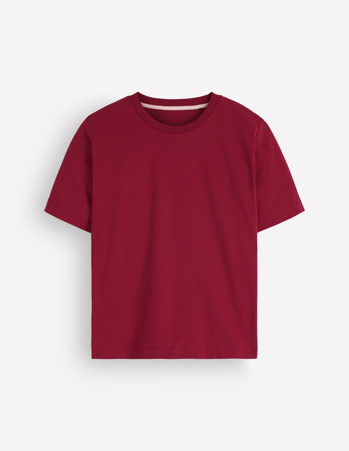 Lockeres Baumwoll-T-Shirt-Rubinrot-5