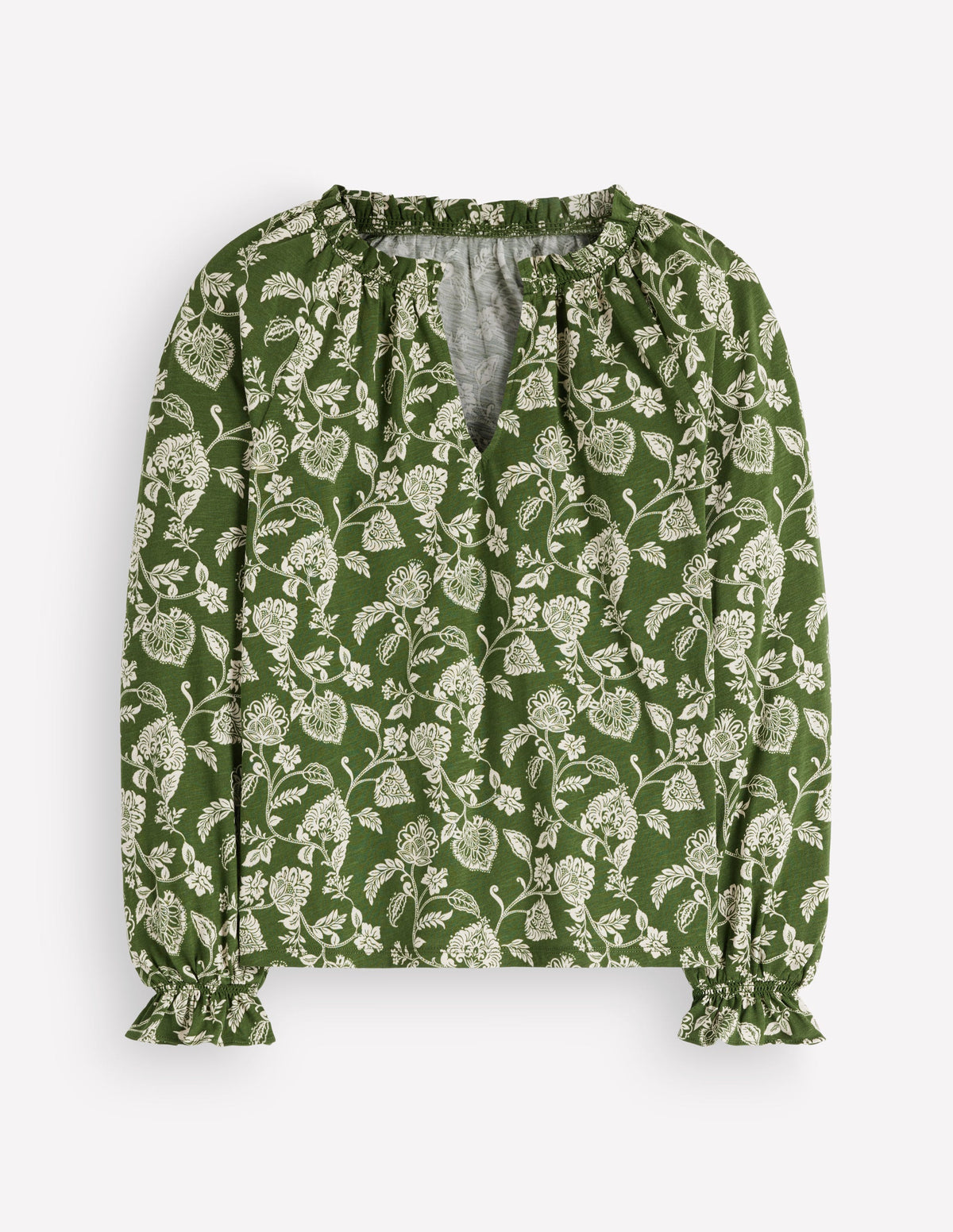 Pia Ruffle Detail Top-Chive Planted Meadows-6