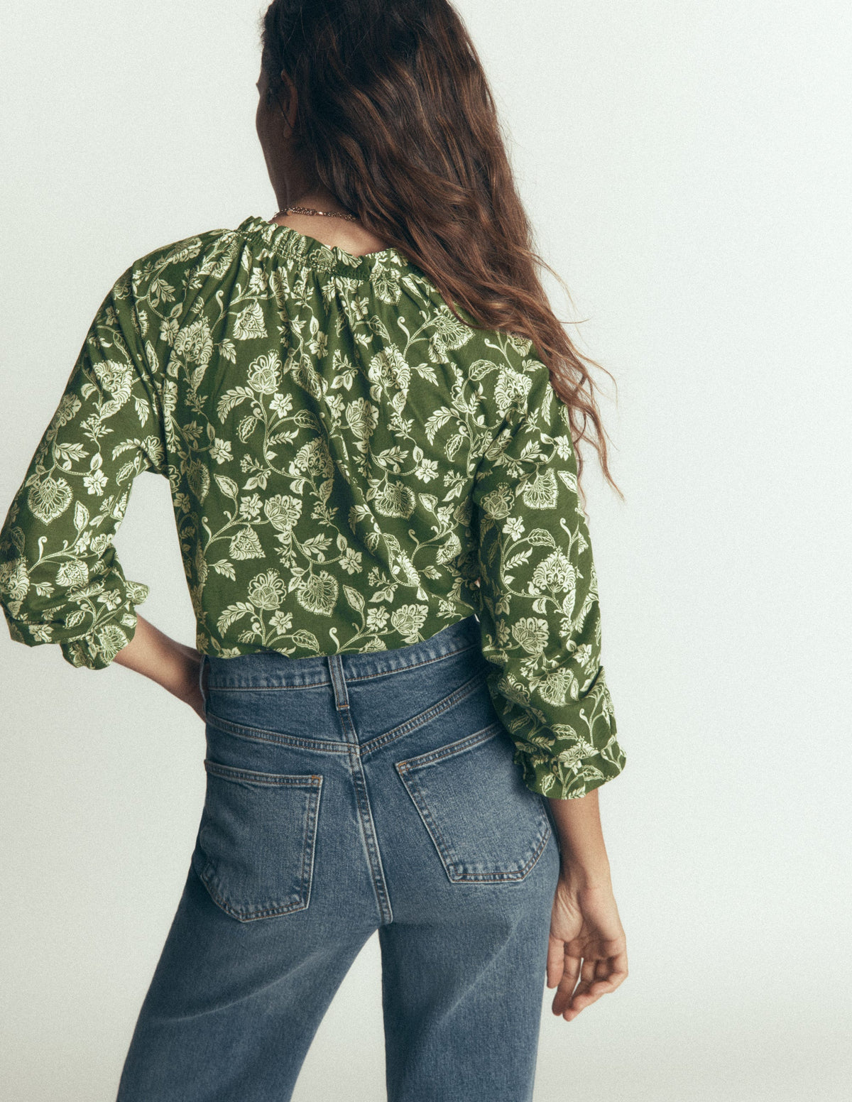 Pia Ruffle Detail Top-Chive Planted Meadows - Image 3