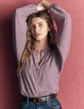 Chemise Ara en jersey-Maroon Banner/ivoire