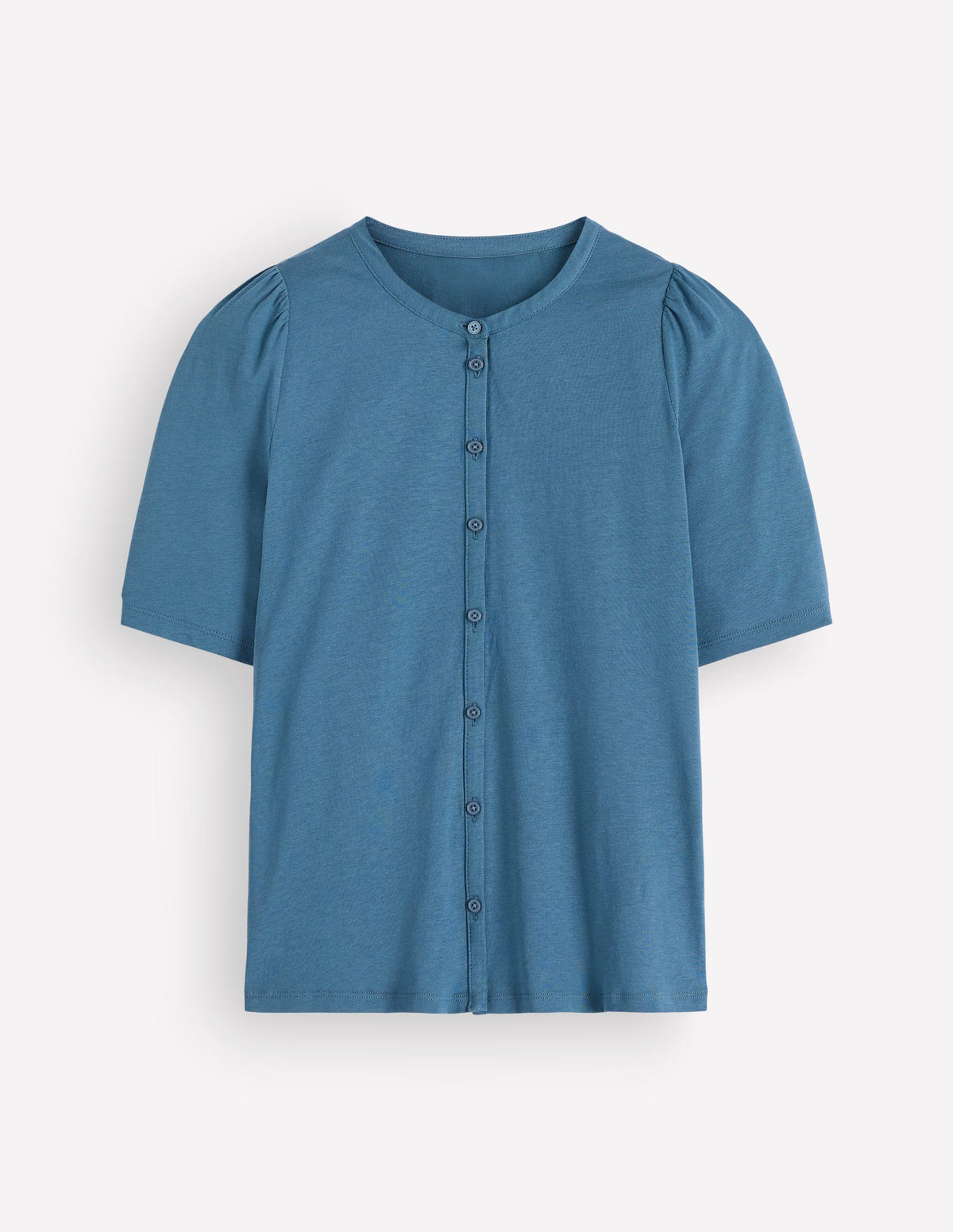 Superweiches, kurzärmliges Hemd mit Puffärmeln-Graublau - Image 5