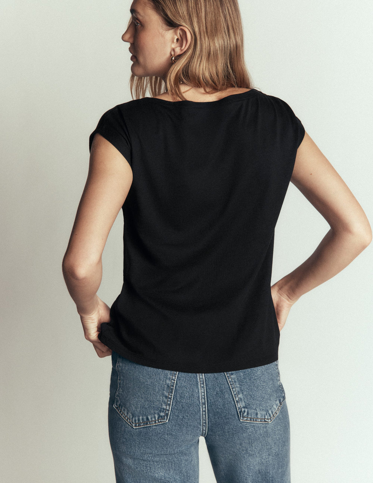 Supersoft Slash Neck T-Shirt-Black-3