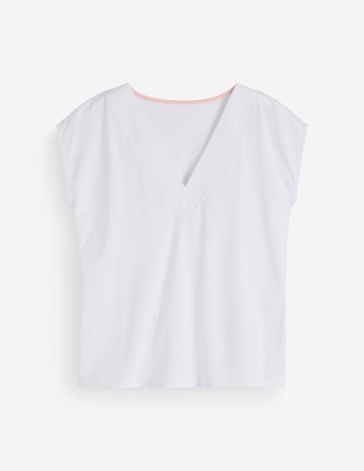 Superweiches T-Shirt mit V-Ausschnitt-Weiß - Image 5