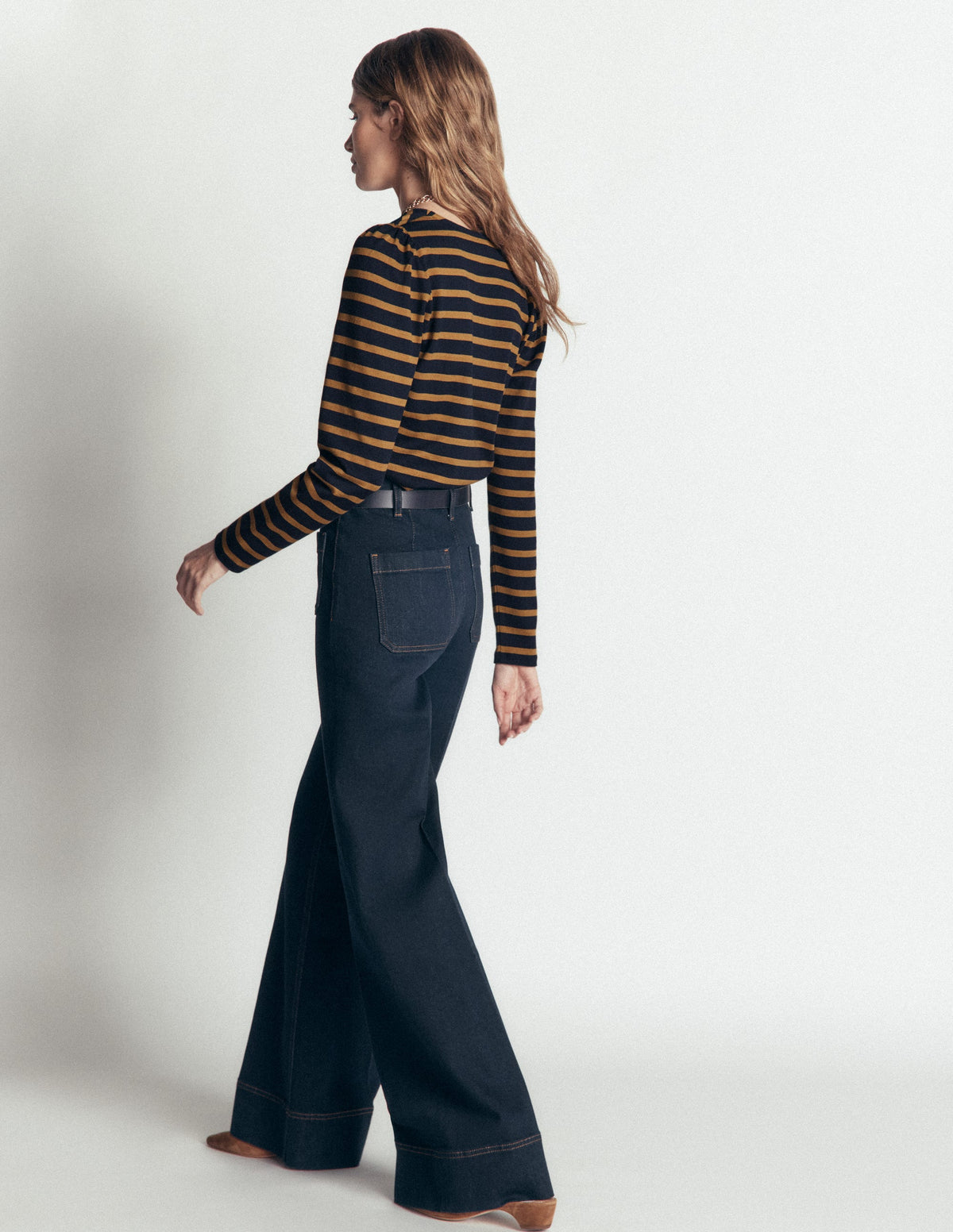 Iris Puff Sleeve Mariner-Navy, Dijon Stripe - Image 3