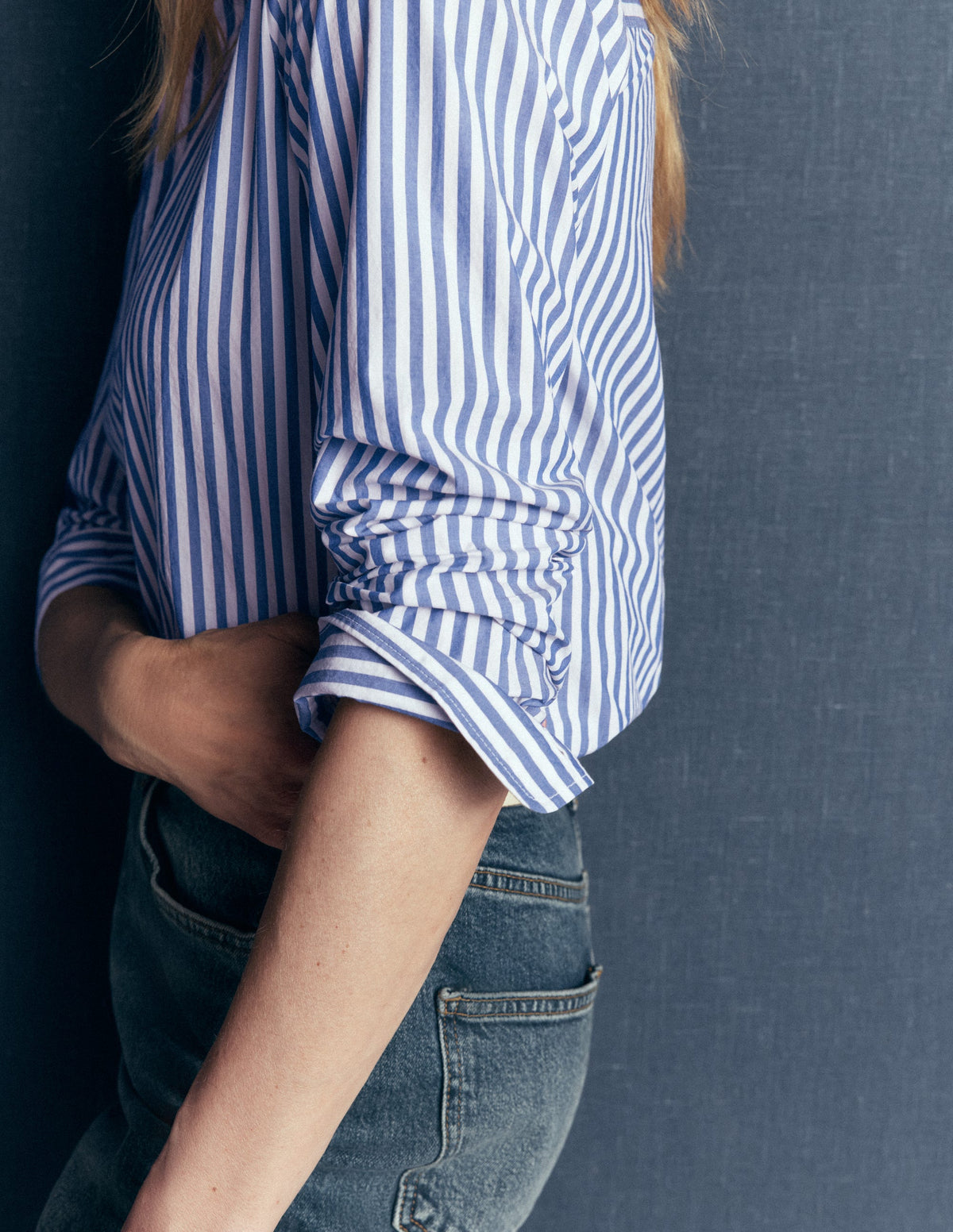 La nouvelle chemise Sienna en coton-Rayé bleu vif, ivoire-2