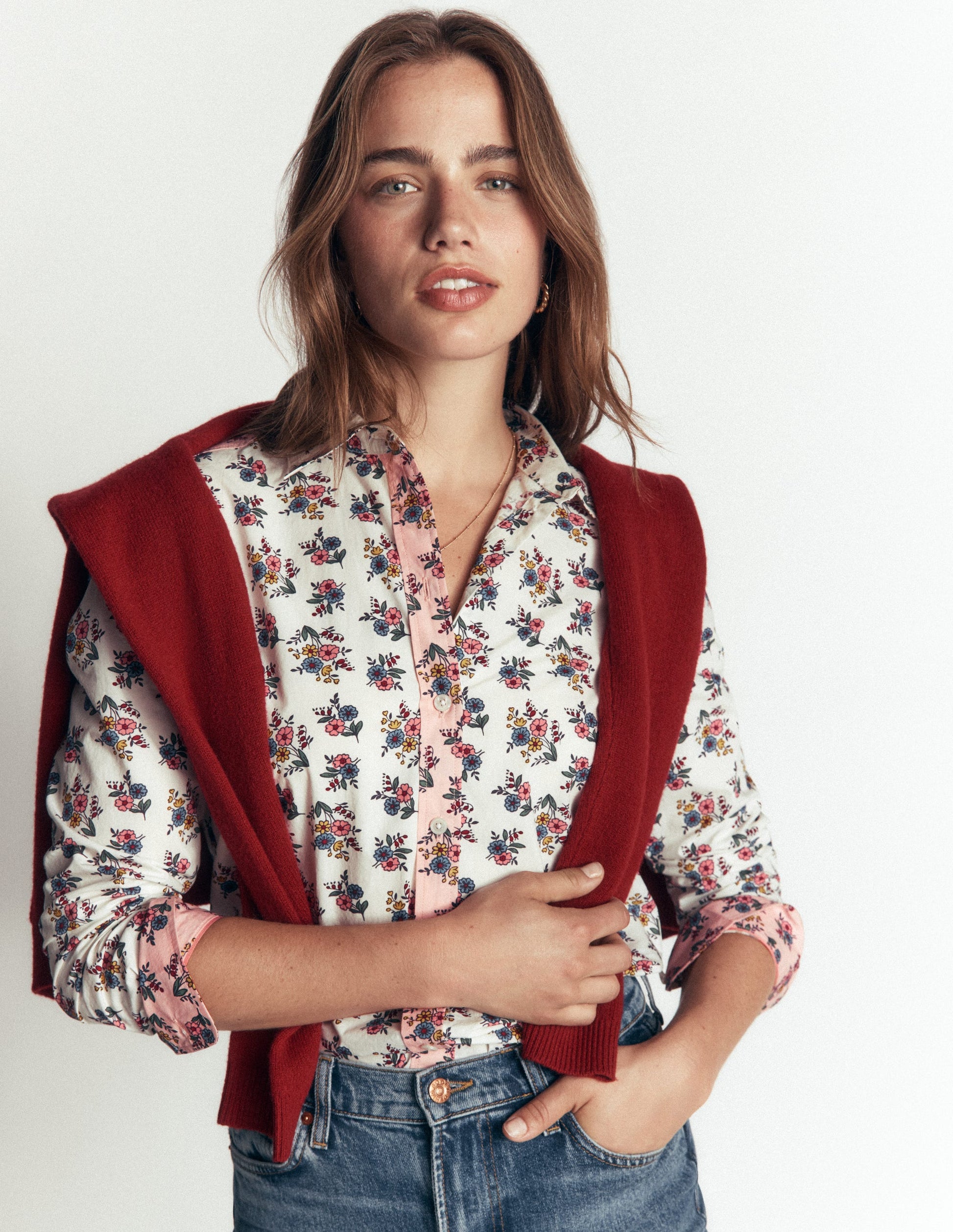 Das neue Sienna Baumwollhemd-Sanftes Cremeweiß, Zarter Garten-4
