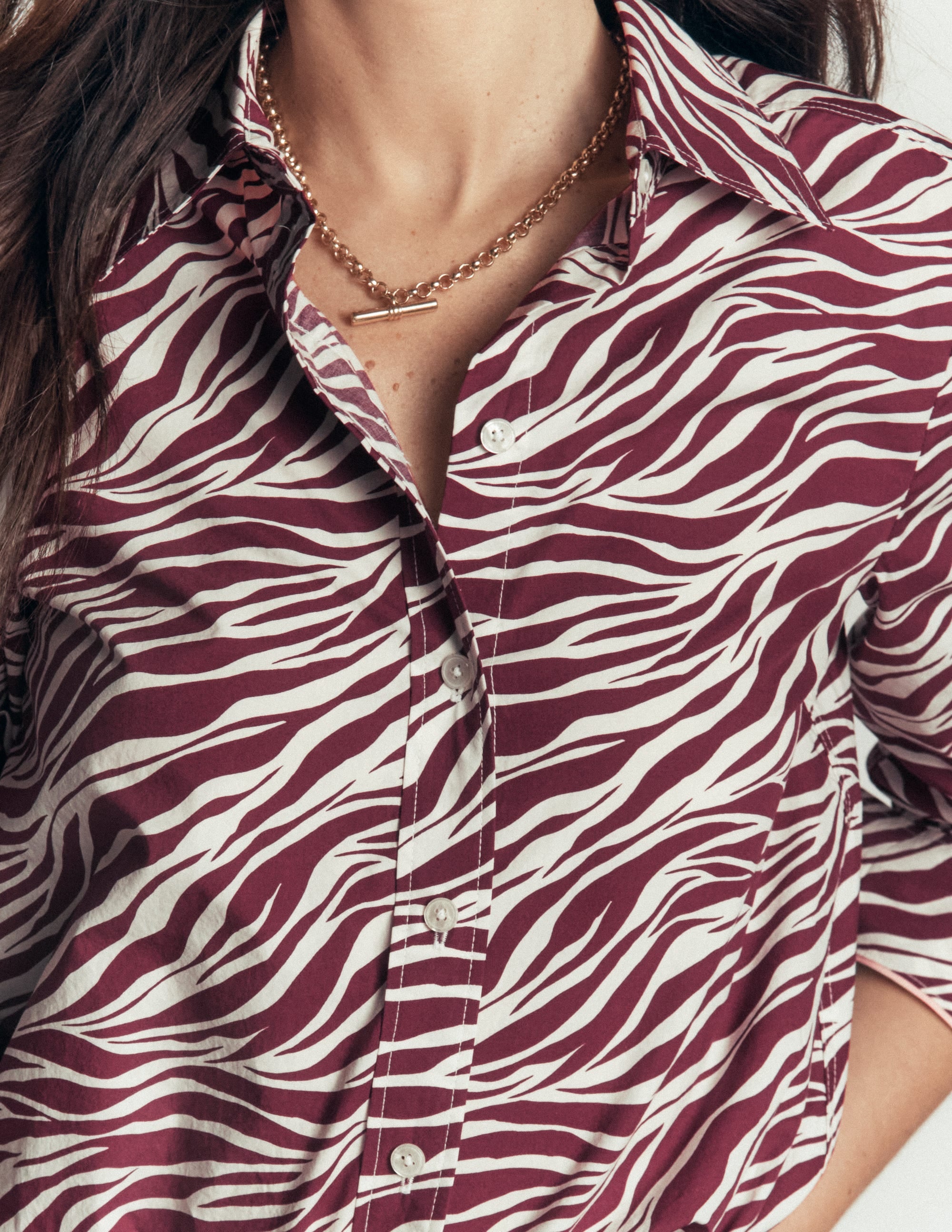 Das neue Sienna Baumwollhemd-Kastanienbraun, Zebra Swirl-Motiv - Image 2