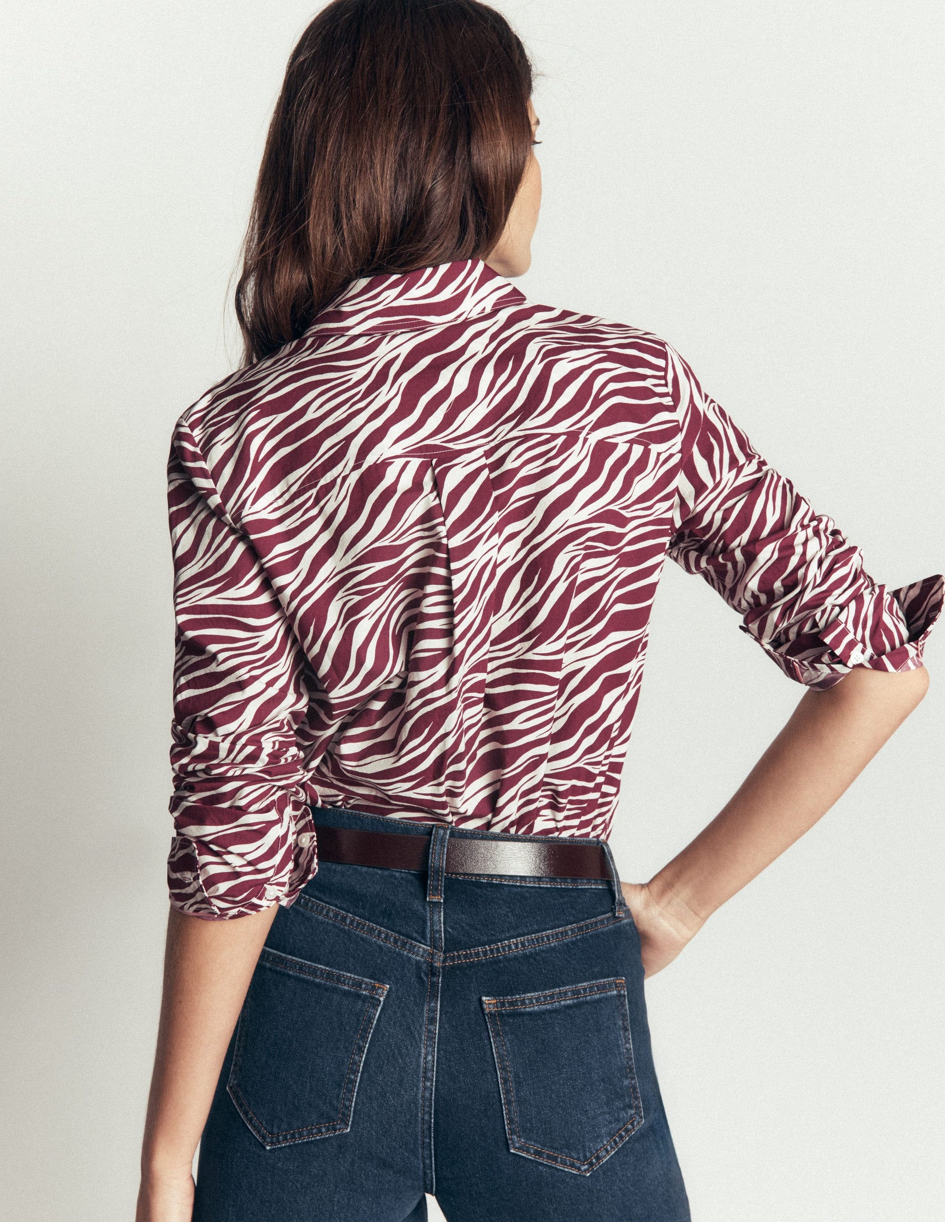 Das neue Sienna Baumwollhemd-Kastanienbraun, Zebra Swirl-Motiv-3