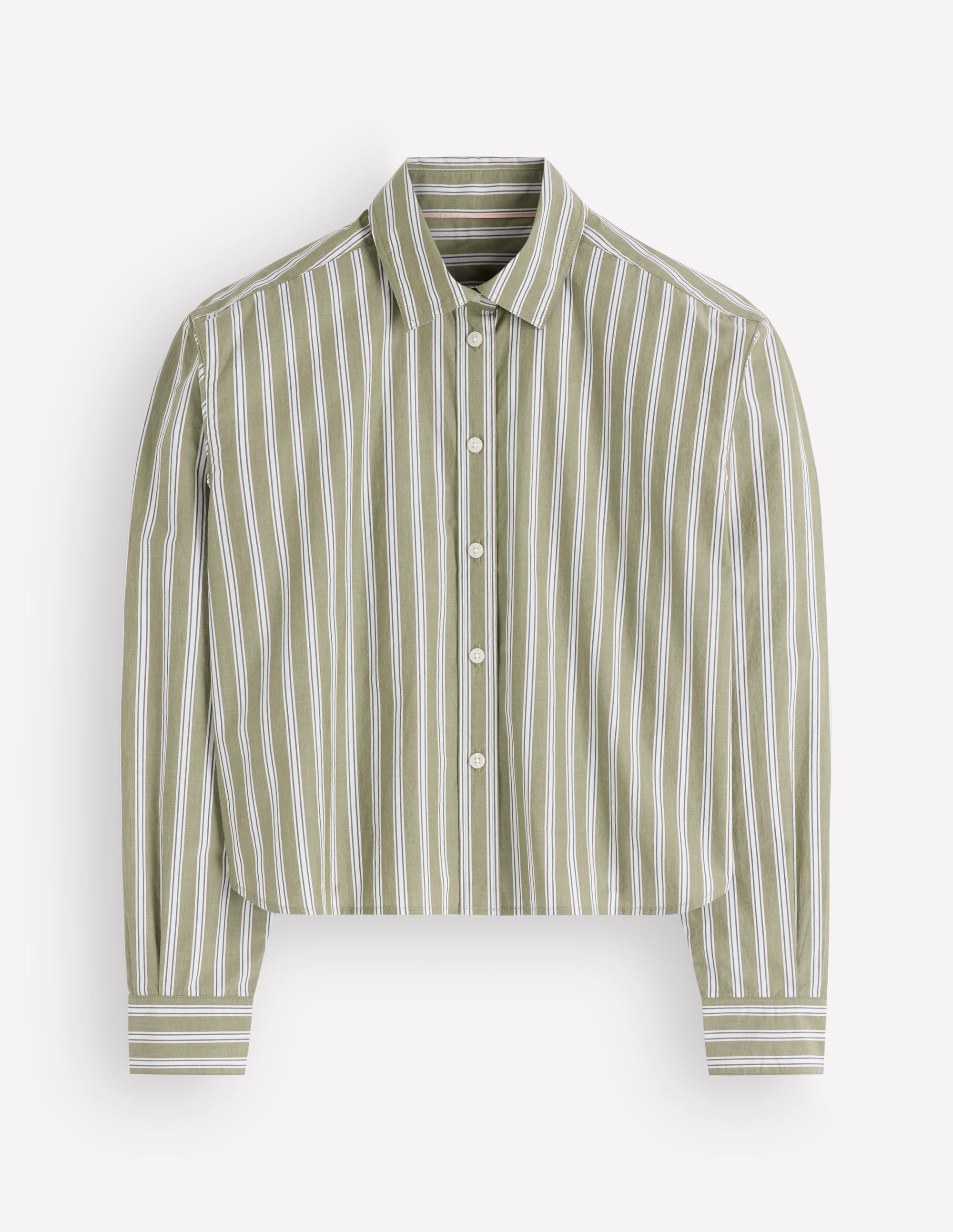 Chemise courte Sienna en coton-Rayé tramway bleu marine, vert olive - Image 7