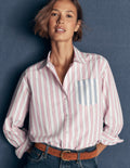 Sienna Lockeres Baumwollhemd-Rosa und Blau, Kuddelmuddel-Streifen