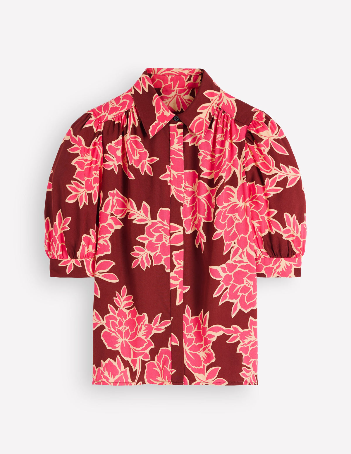 Top Penelope en viscose-Rouge fard vif, motif Enchanted Peony-7