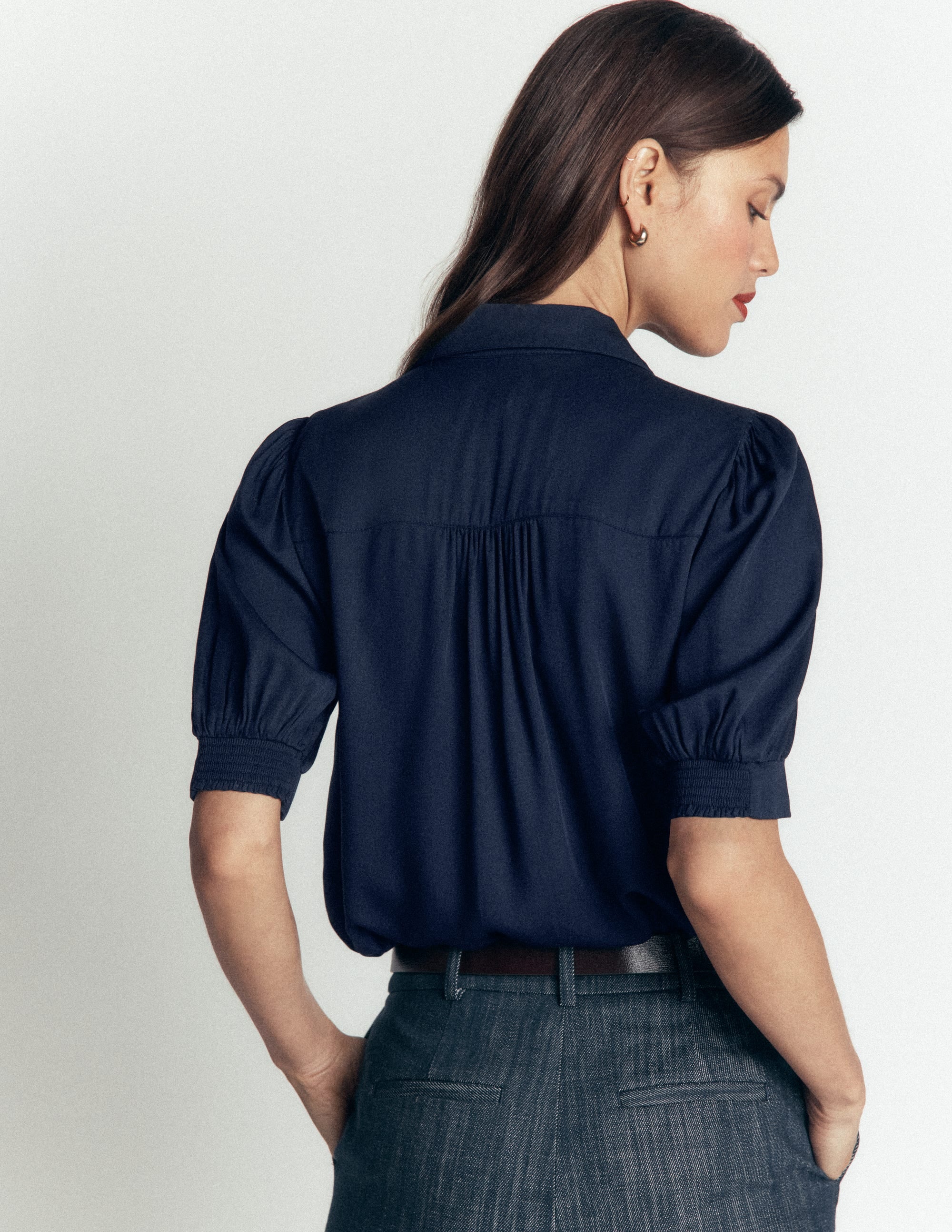 Top Penelope en viscose-Bleu marine foncé - Image 3