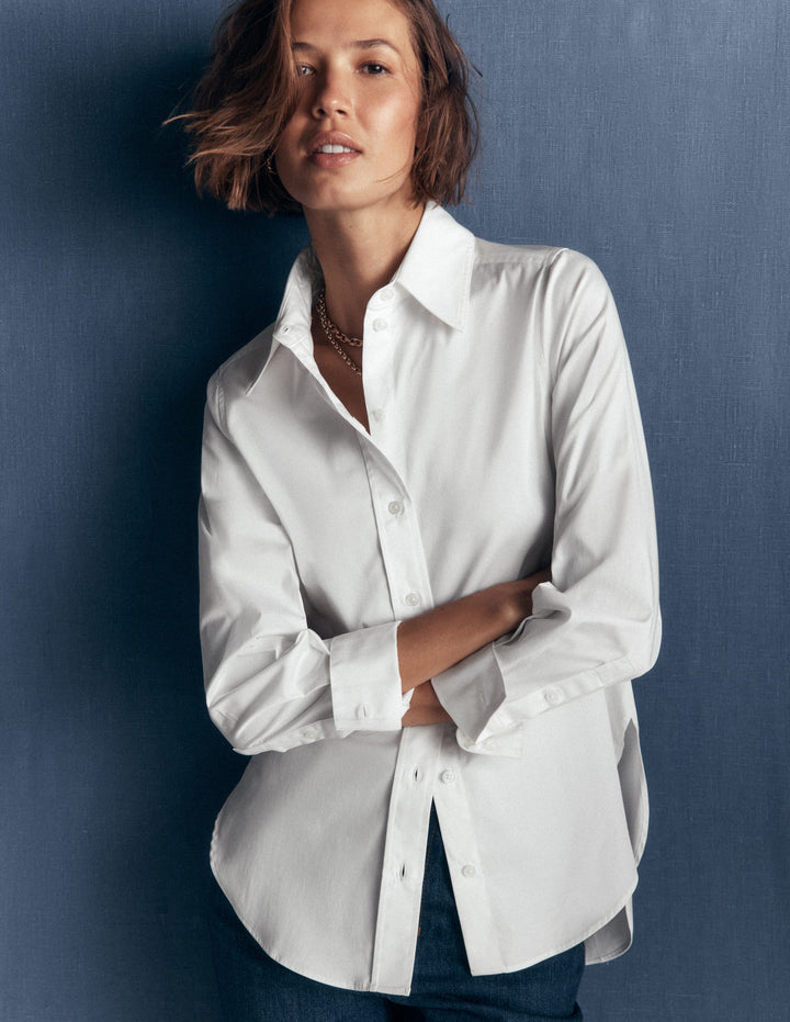 Chemise longue Anna en coton-Blanc