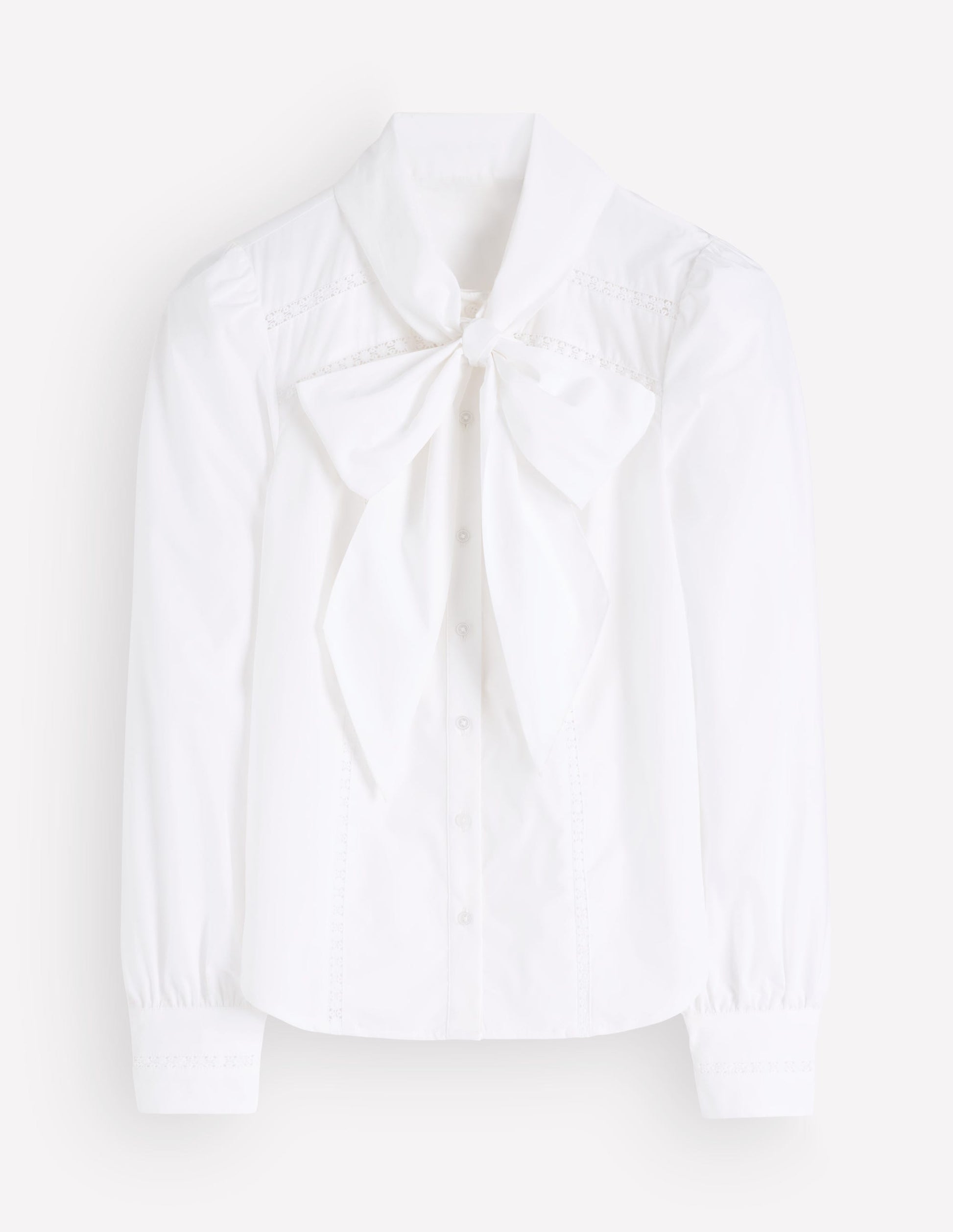 Clara Tie Neck Shirt-White Trim Detail-9
