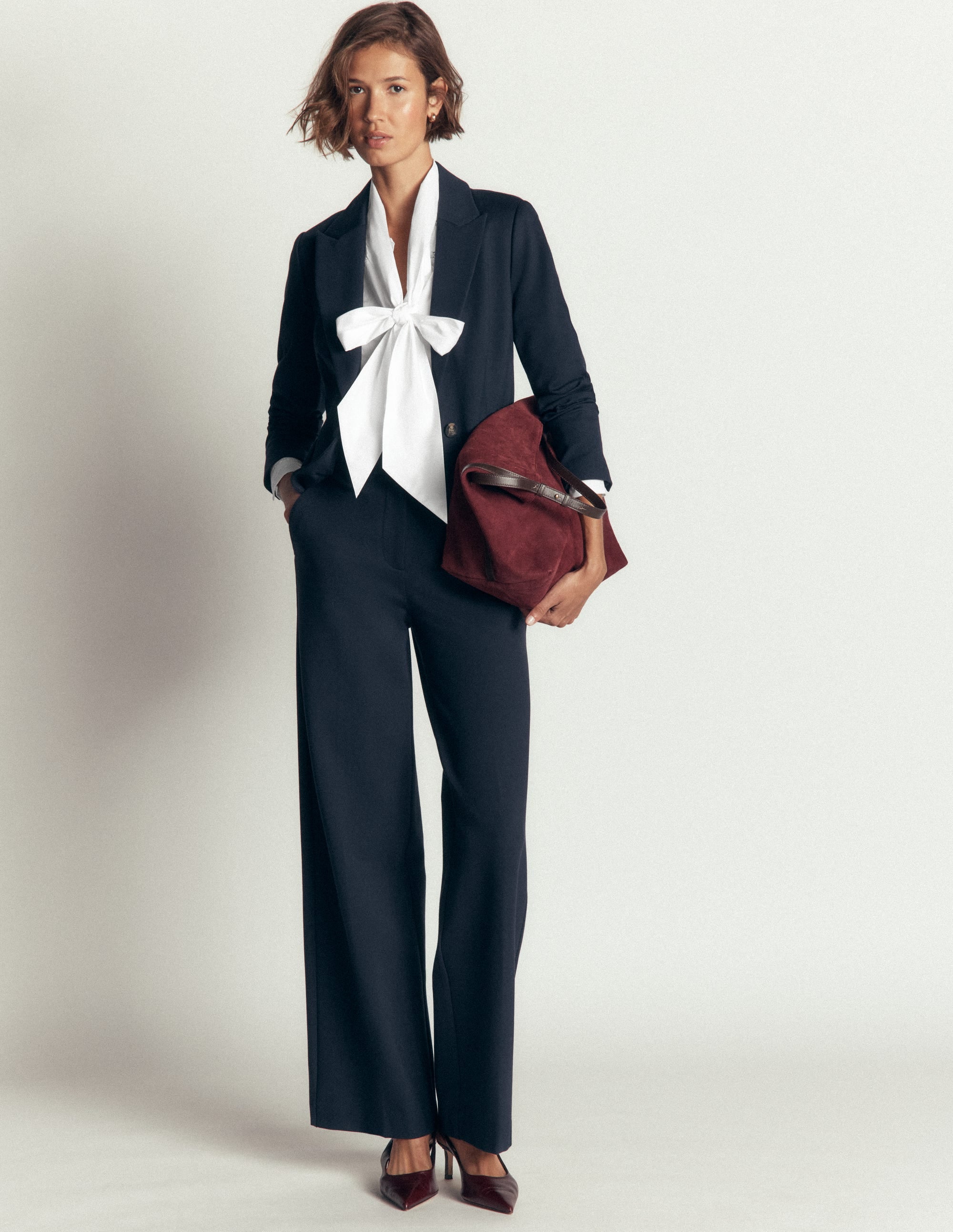 Clara Tie Neck Shirt-White Trim Detail - Image 7