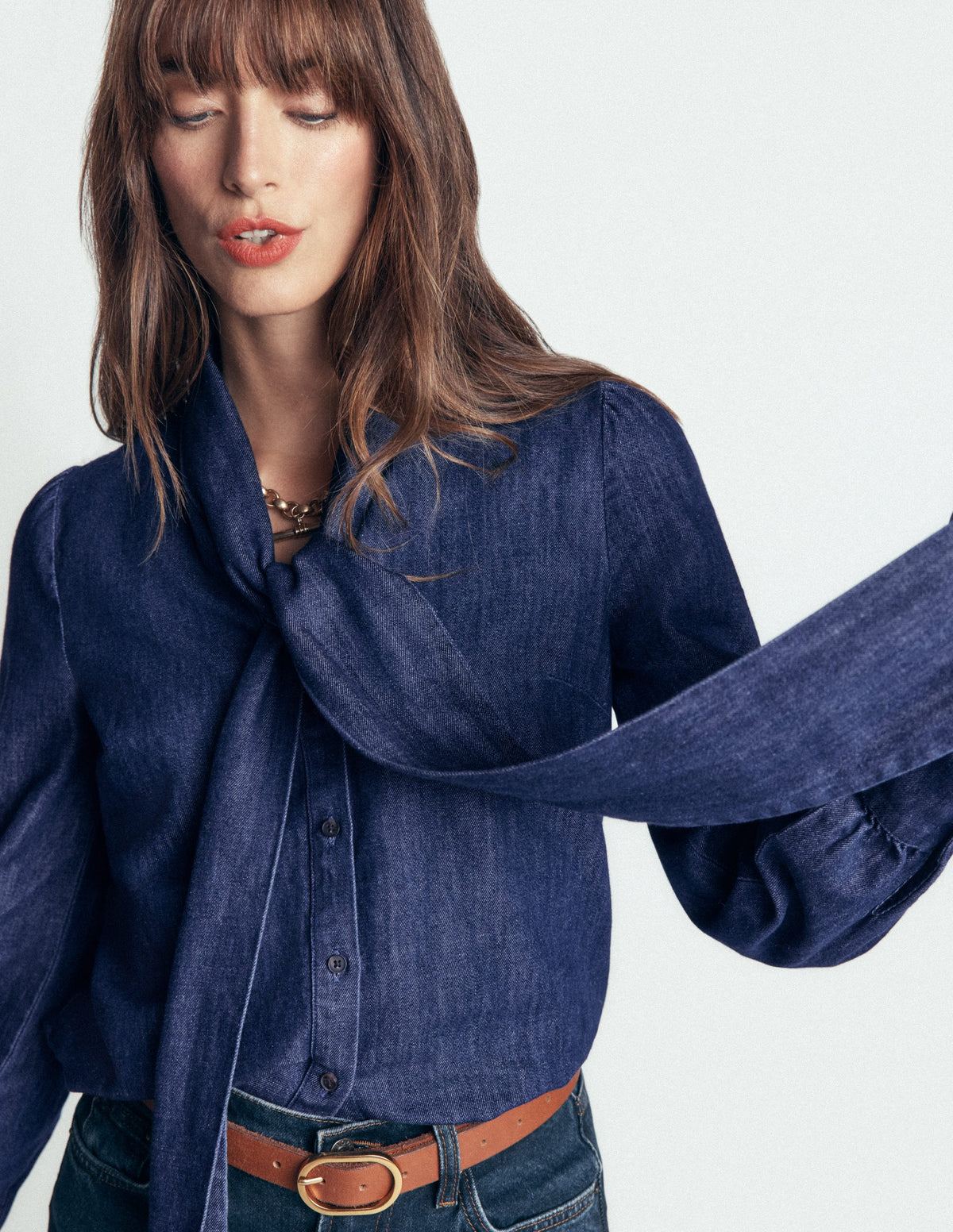 Clara Denim-Oberteil zum Binden-Dunkles Indigo - Image 3