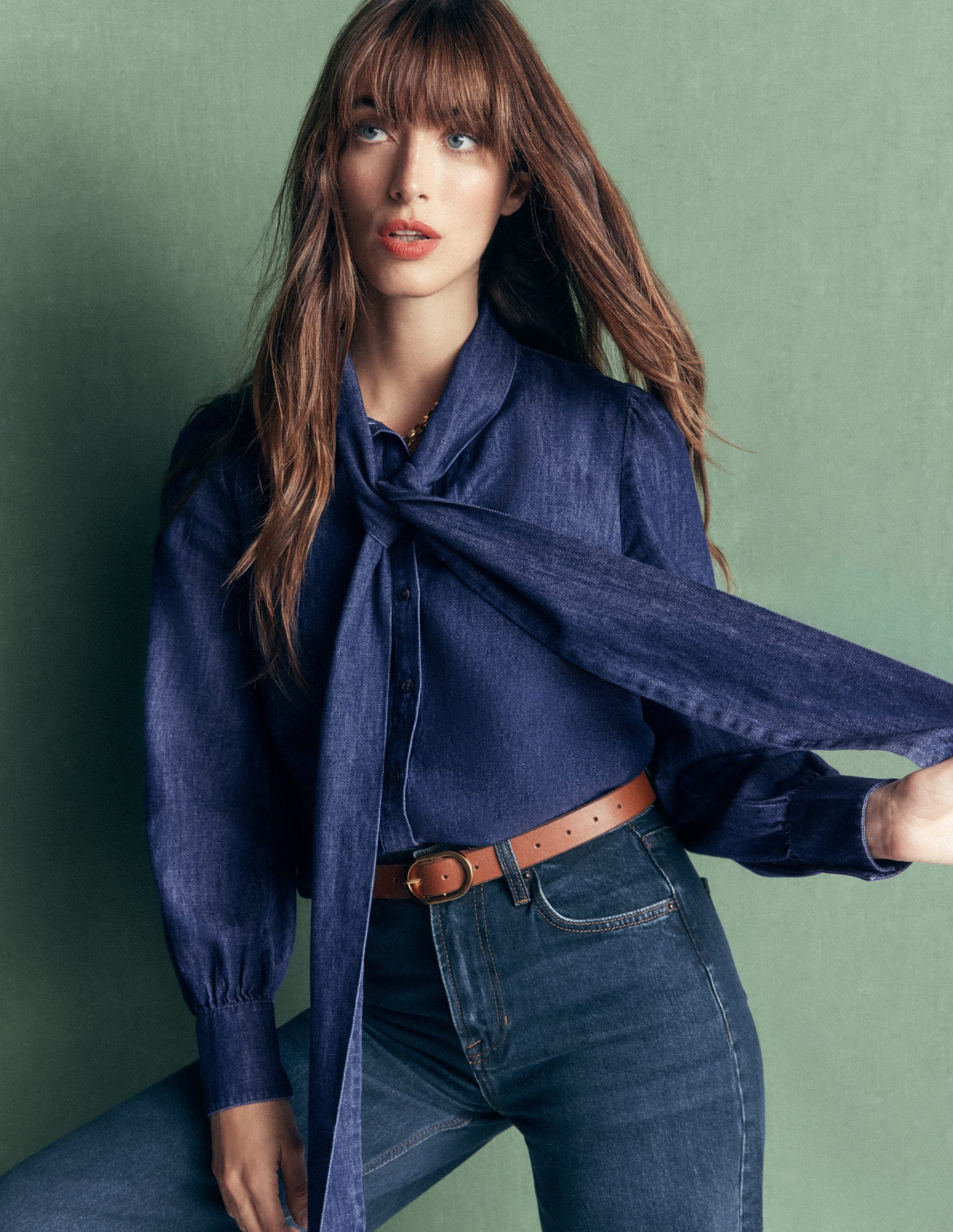 Clara Denim-Oberteil zum Binden-Dunkles Indigo-2
