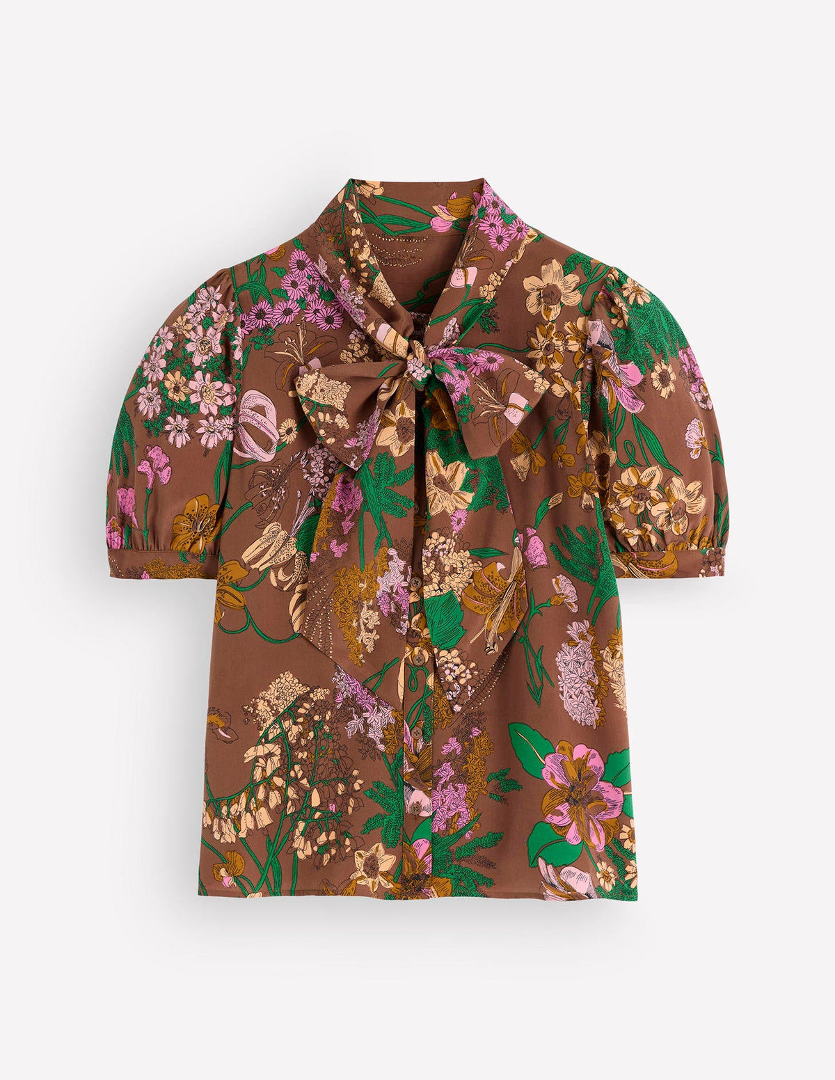 Seidenoberteil mit Bindeband am Ausschnitt-Wald, Originelles Blumenmuster-9