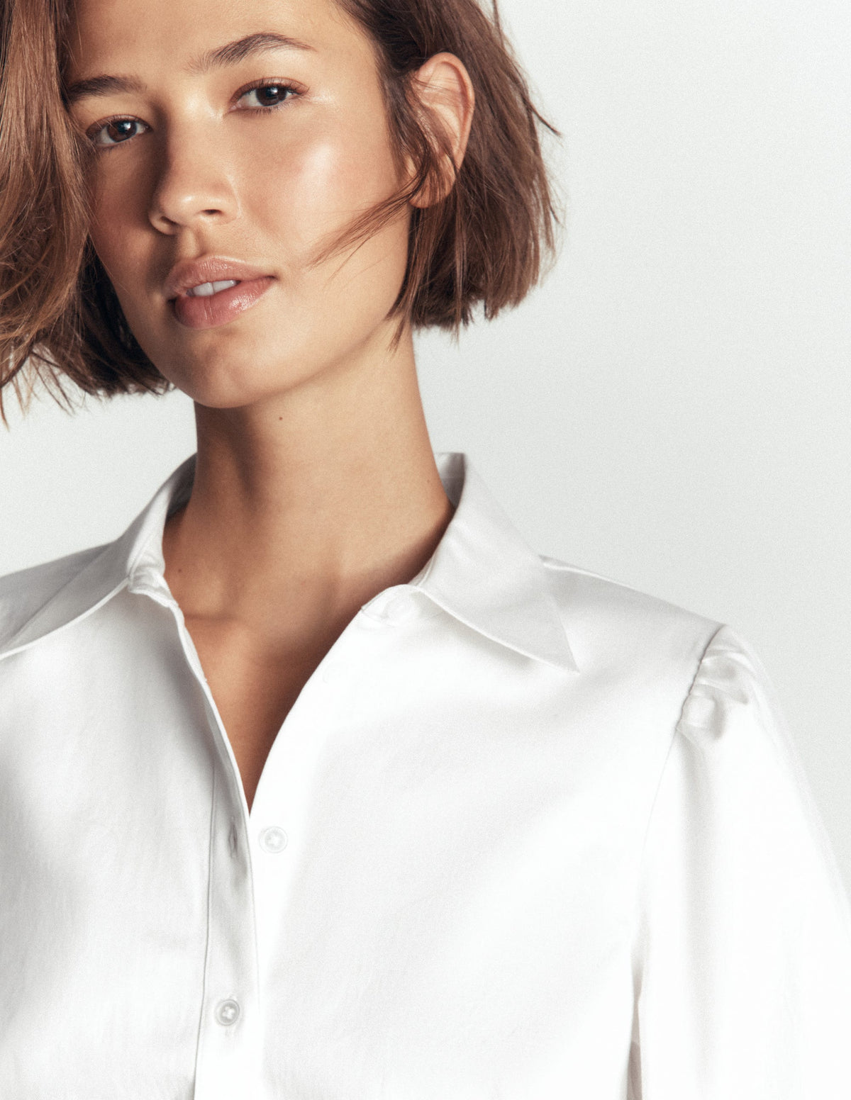 Volume Sleeve Shirt-White-3