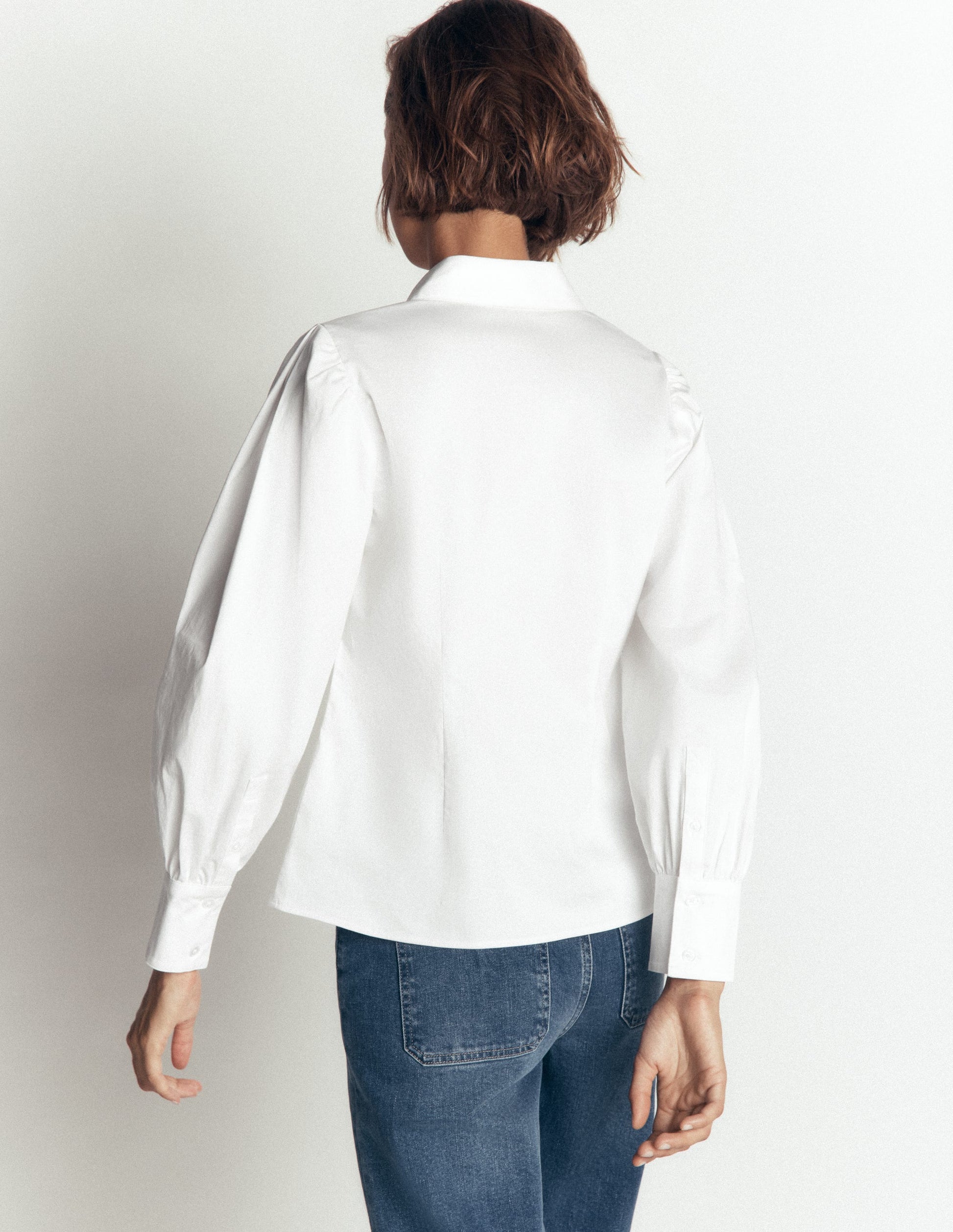 Volume Sleeve Shirt-White-4