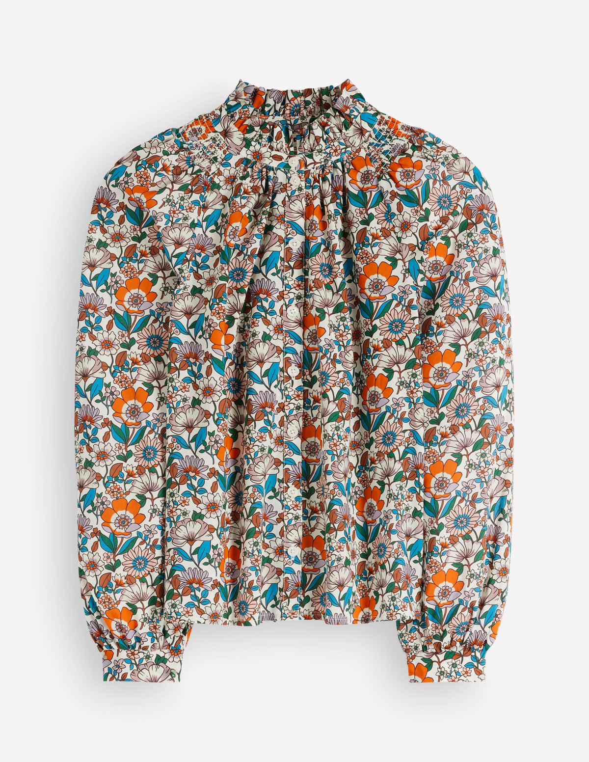 Erica Cotton Frill Top-Ivory, Floral Field-7