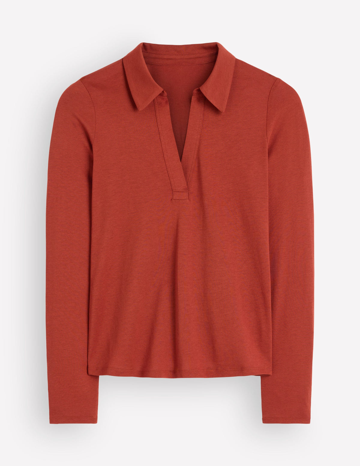 Chemise ultra-douce à col ouvert-Orange brûlé - Image 5