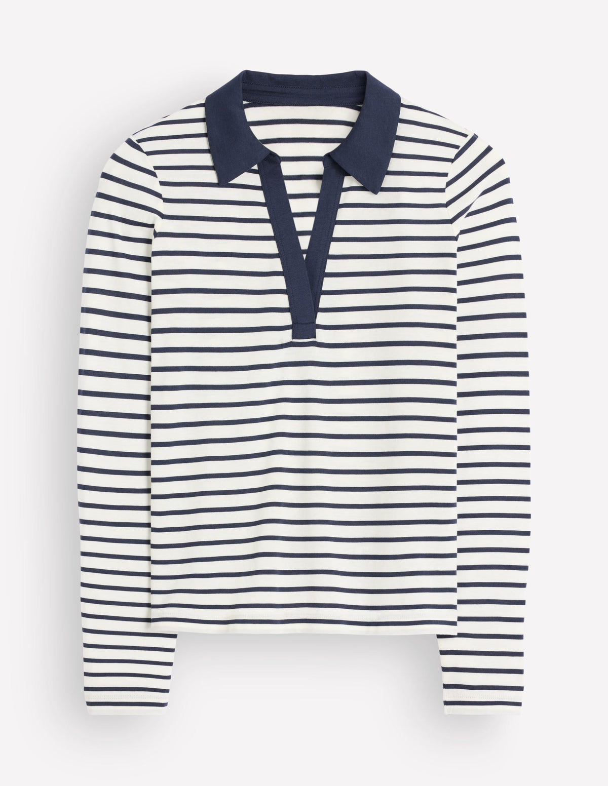 Supersoft Open Collar Shirt-Ivory/ Navy Stripe - Image 5