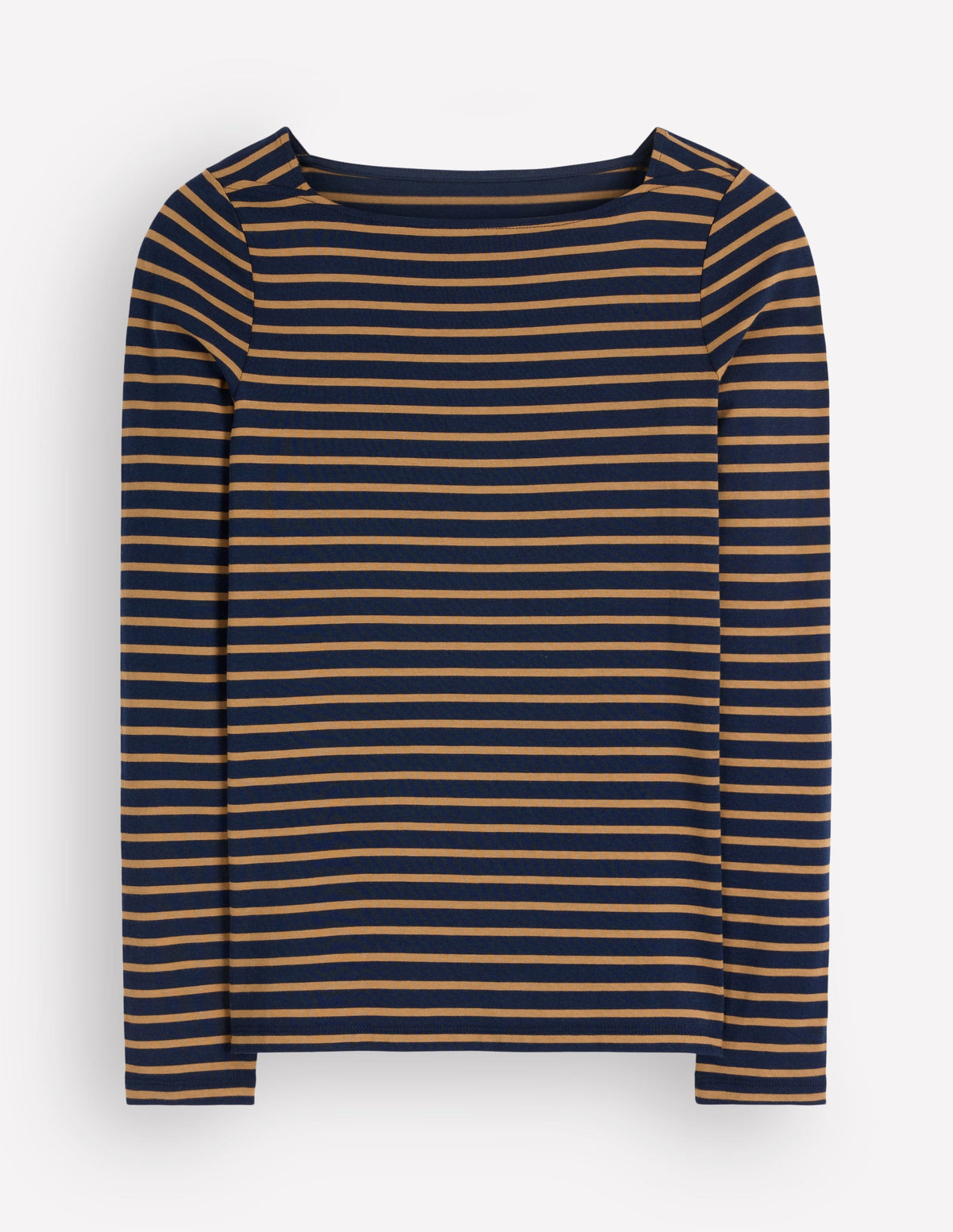 Superweiches Oberteil mit eckigem Ausschnitt-Marineblau und Dijon Streifen-5