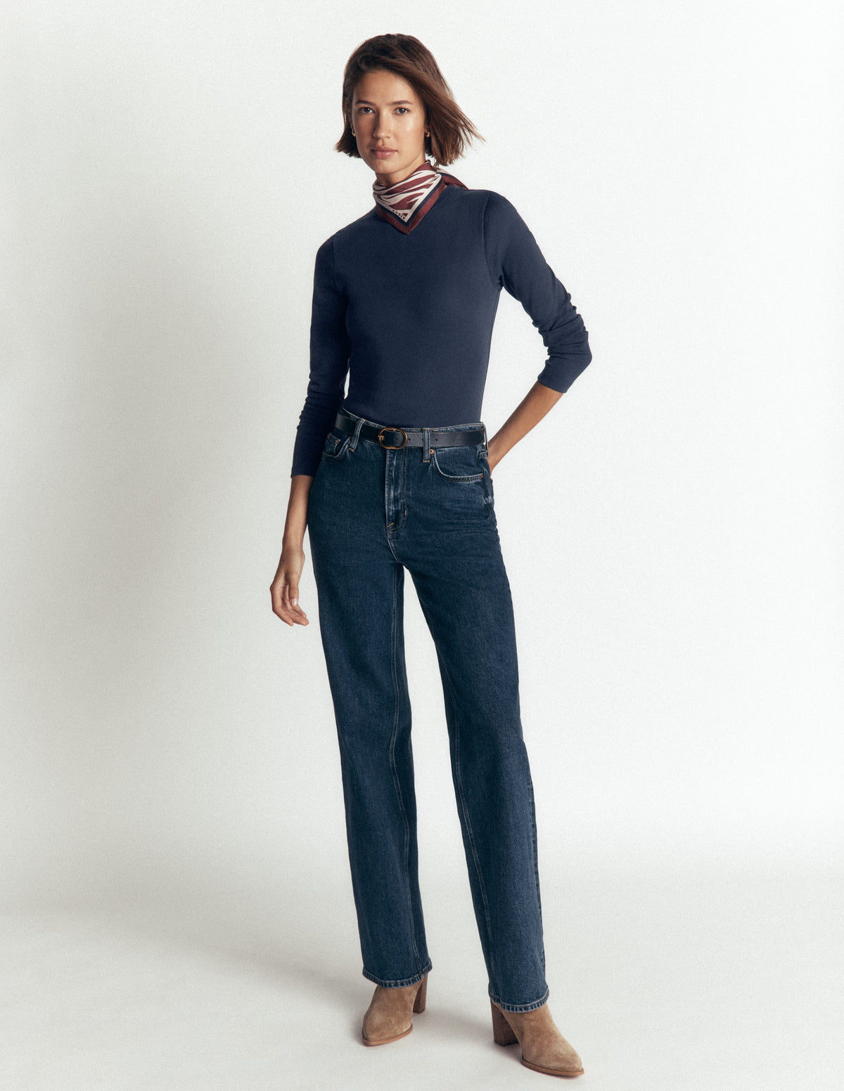 Annie Basic-Oberteil mit Rundhalsausschnitt-Marineblau - Image 4