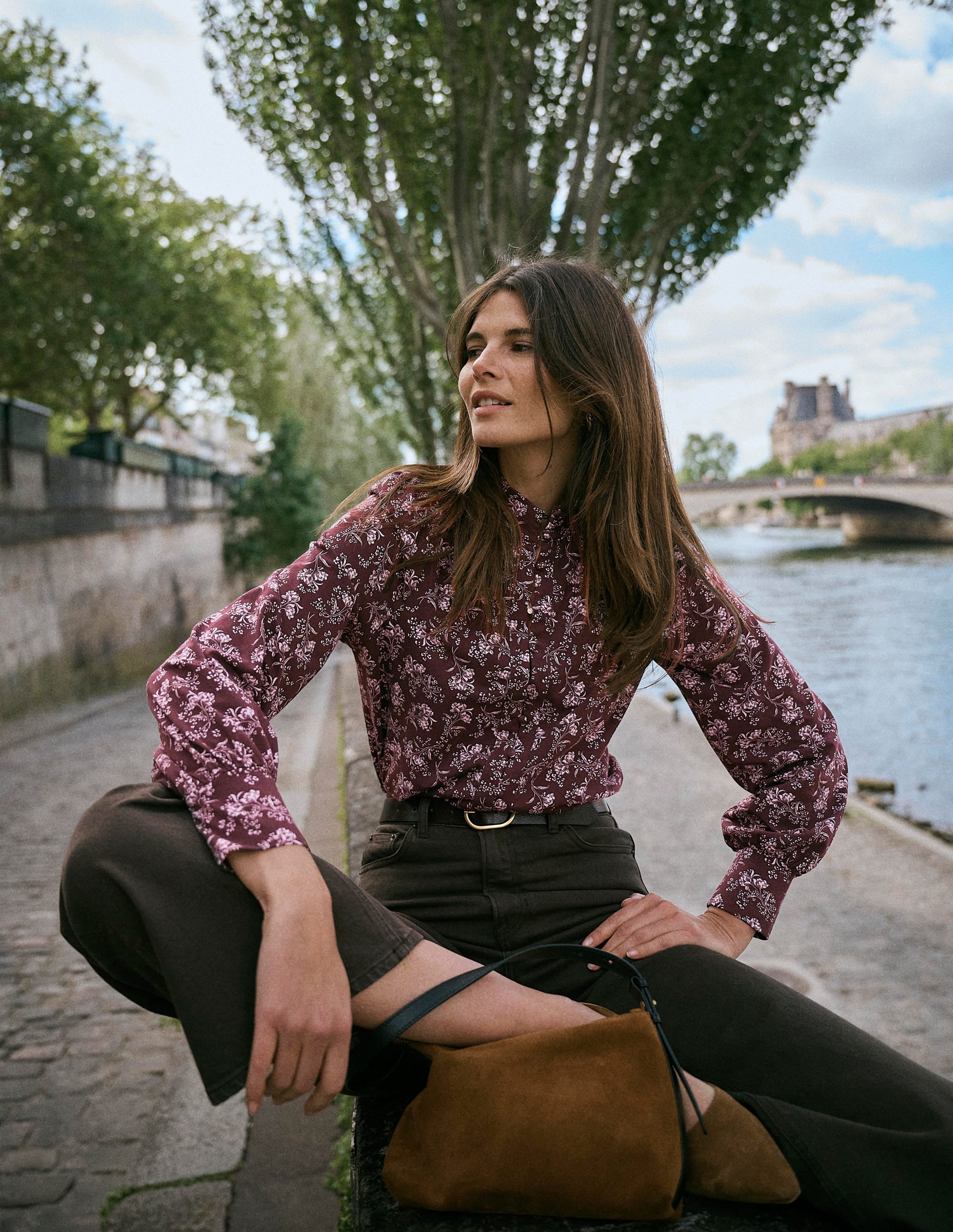 Bluse mit langen Manschetten und halber Knopfleiste-Fudge, Verzauberte Zweige - Image 1