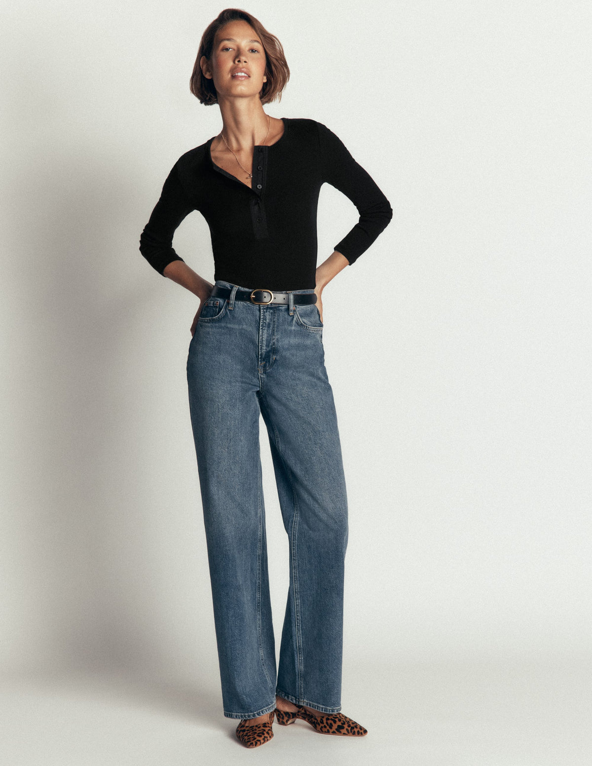 Ribbed Long Sleeve Henley-Black-4
